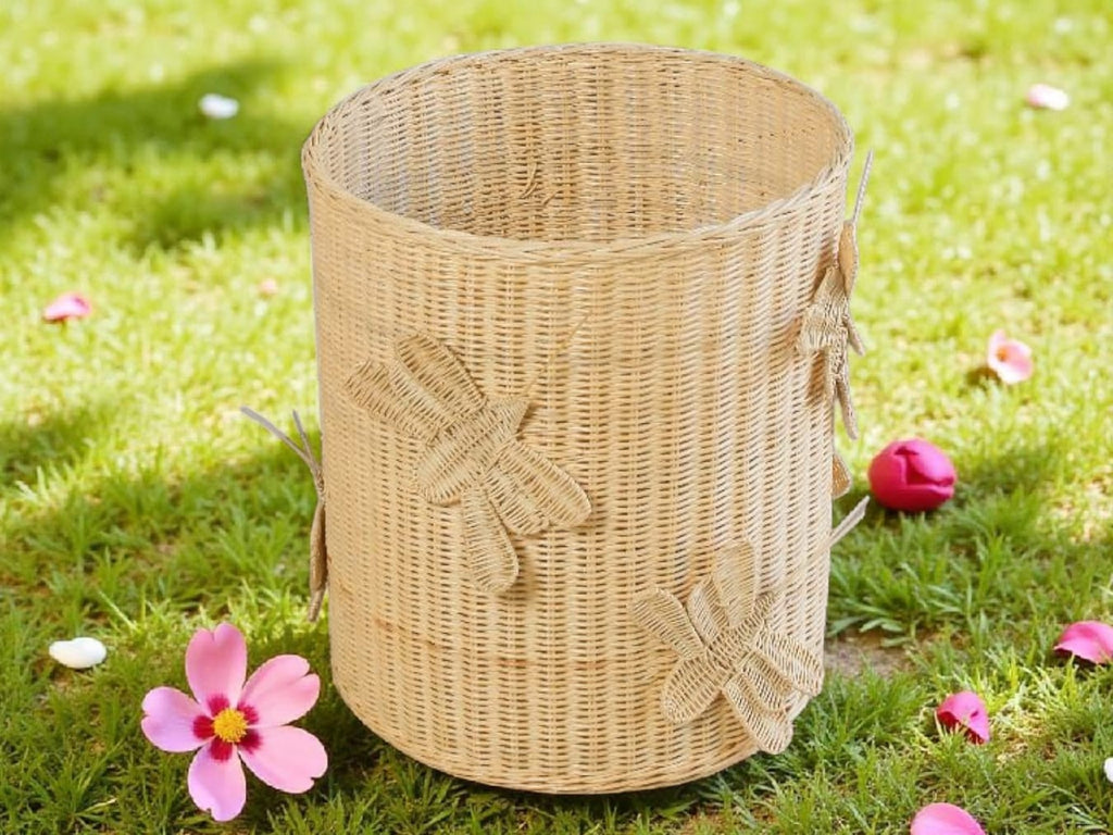 Natural Rattan Flutter Wing Hamper