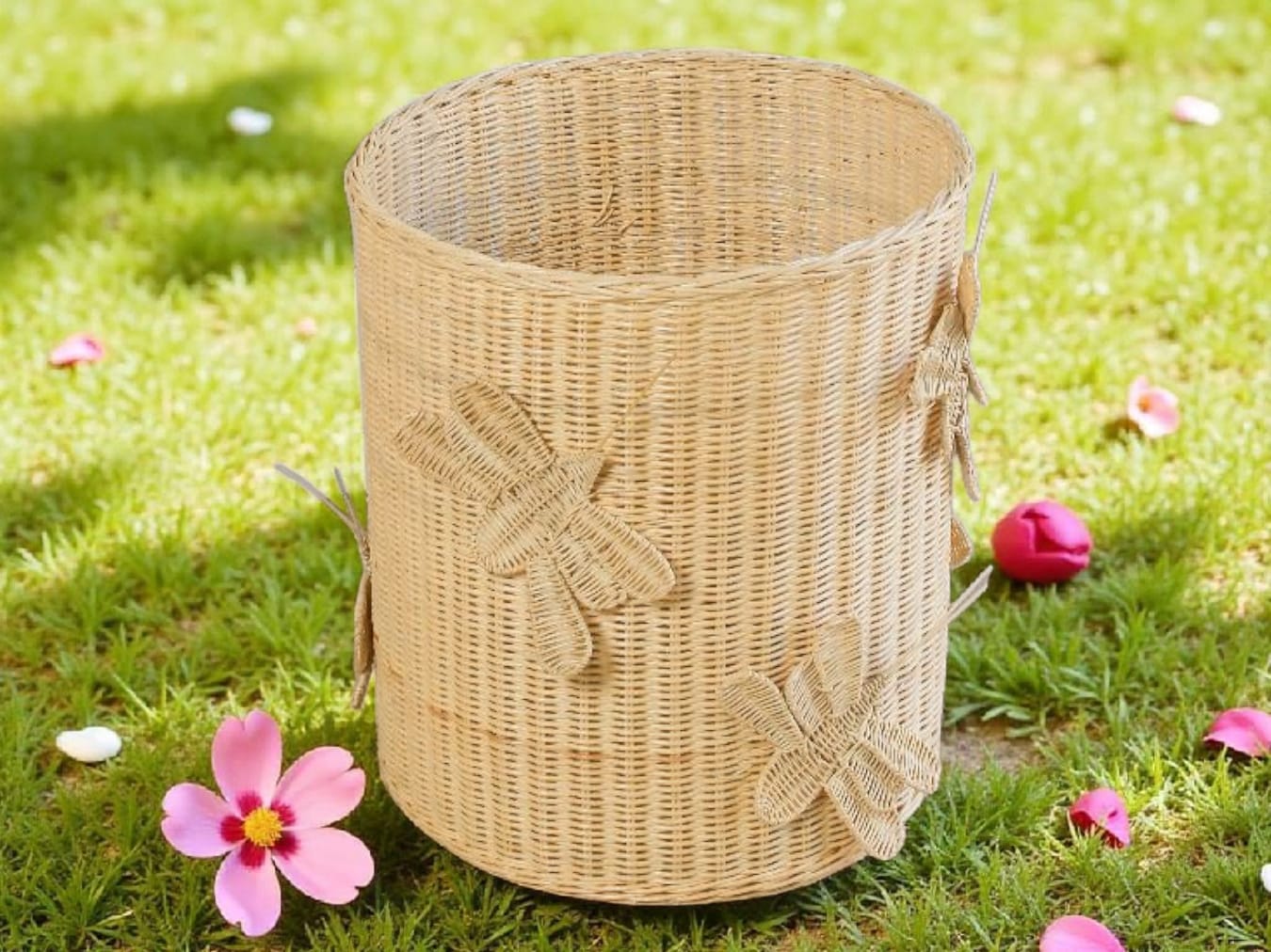 Natural Rattan Flutter Wing Hamper