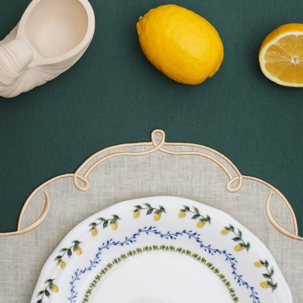 CELESTIA LINEN IVORY GOLD TRIM SQUARE PLACEMAT (Set Of 4)