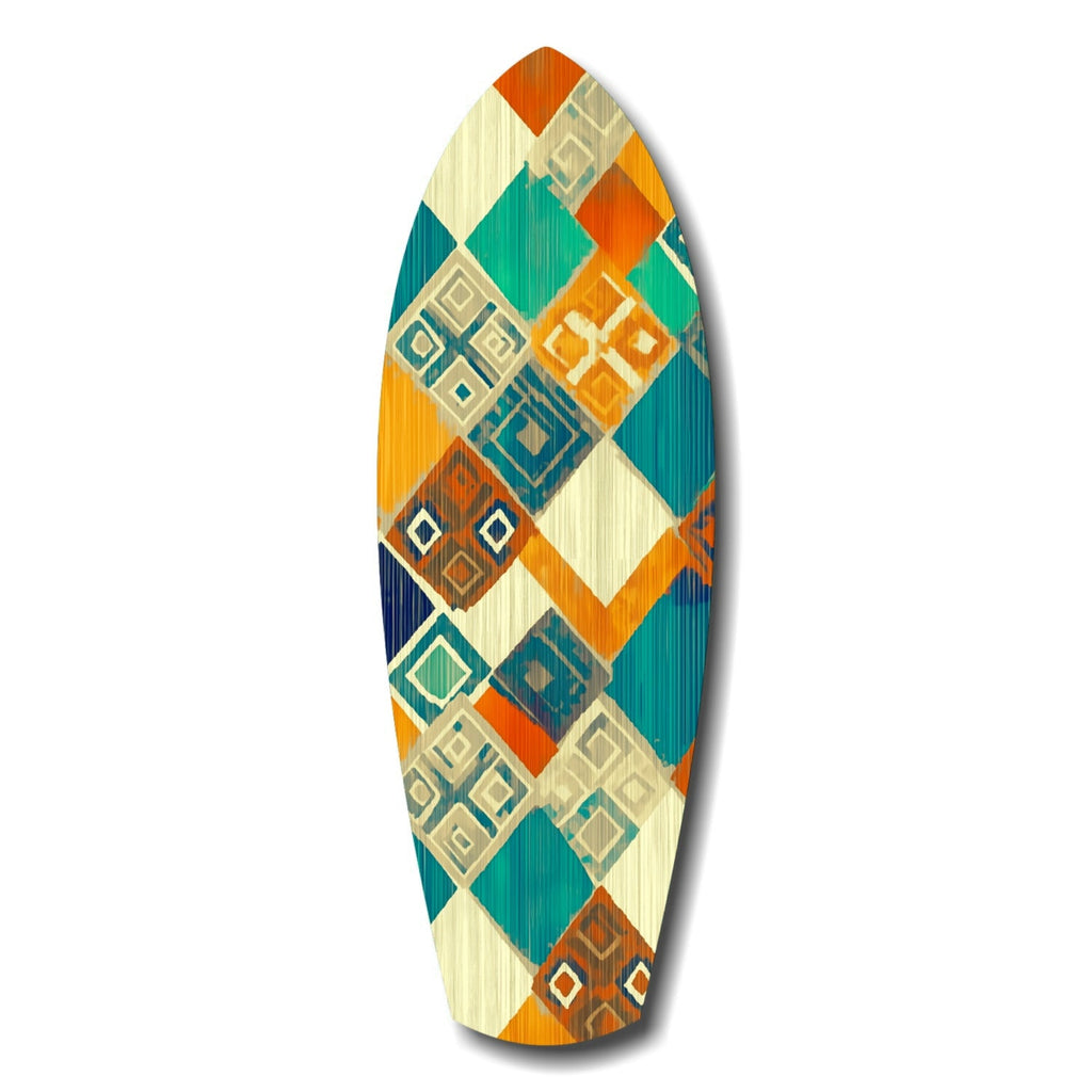 Geometric Diamond Surfboard Glass Wall Art