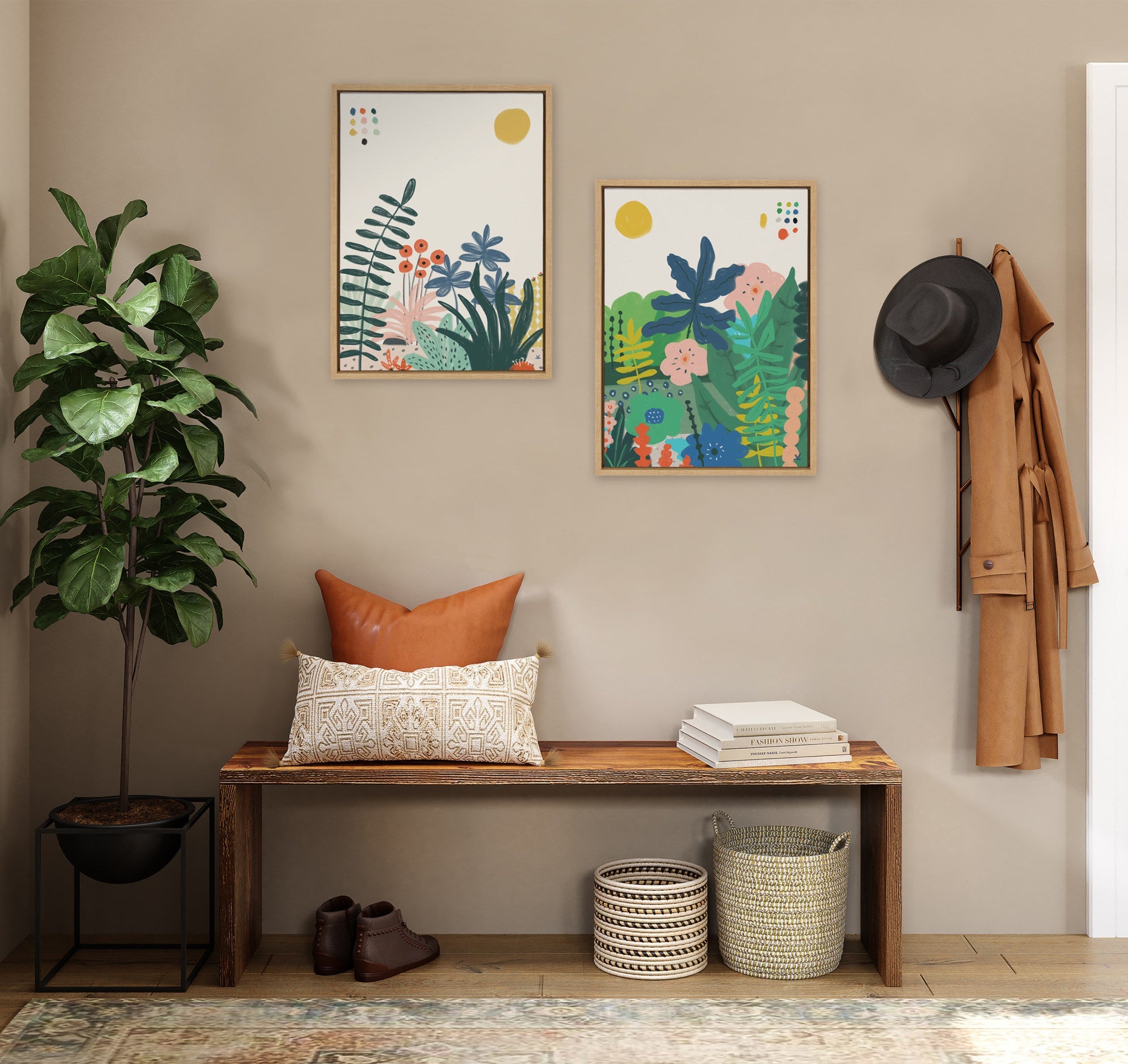 Sylvie Zen Garden 1 and 2 Framed Canvas Art Set by Kelly Knaga