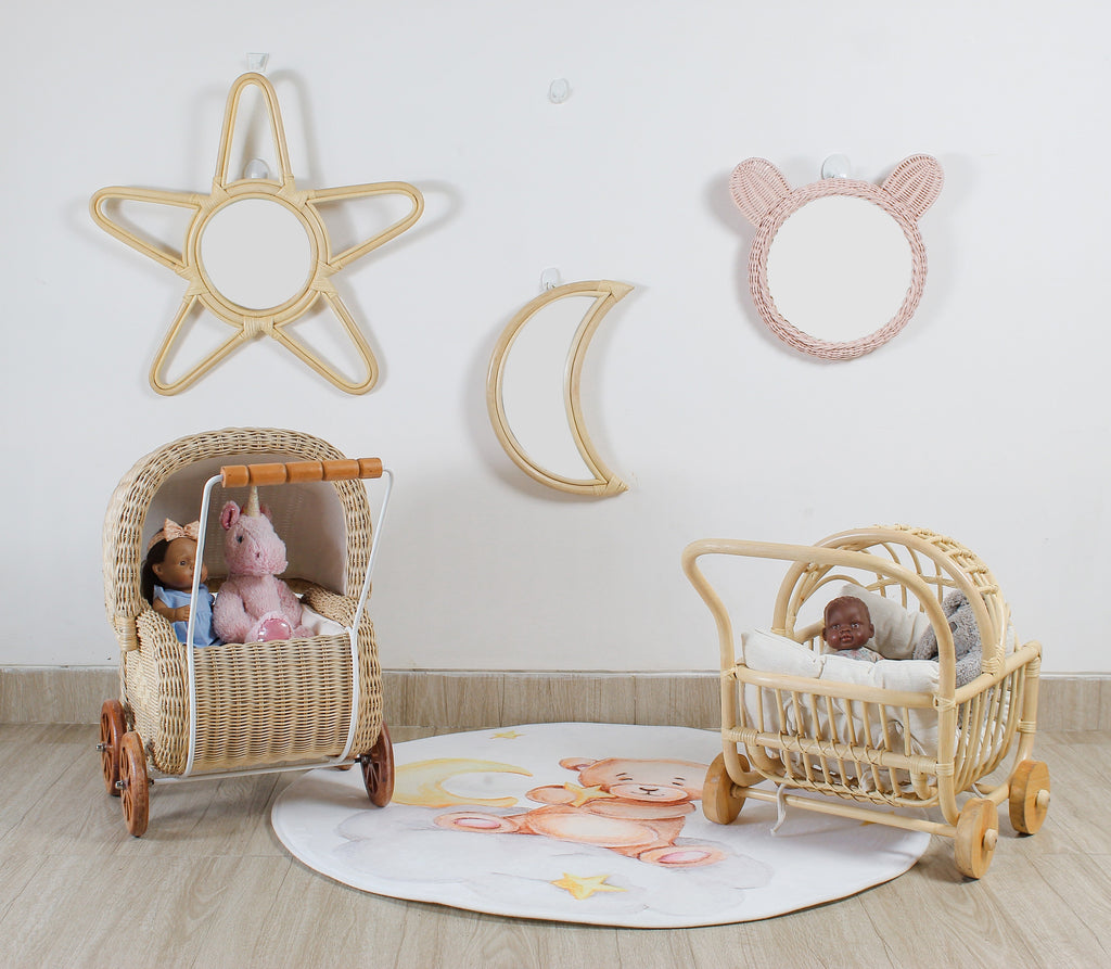 Natural Rattan Moon Wall Mirror