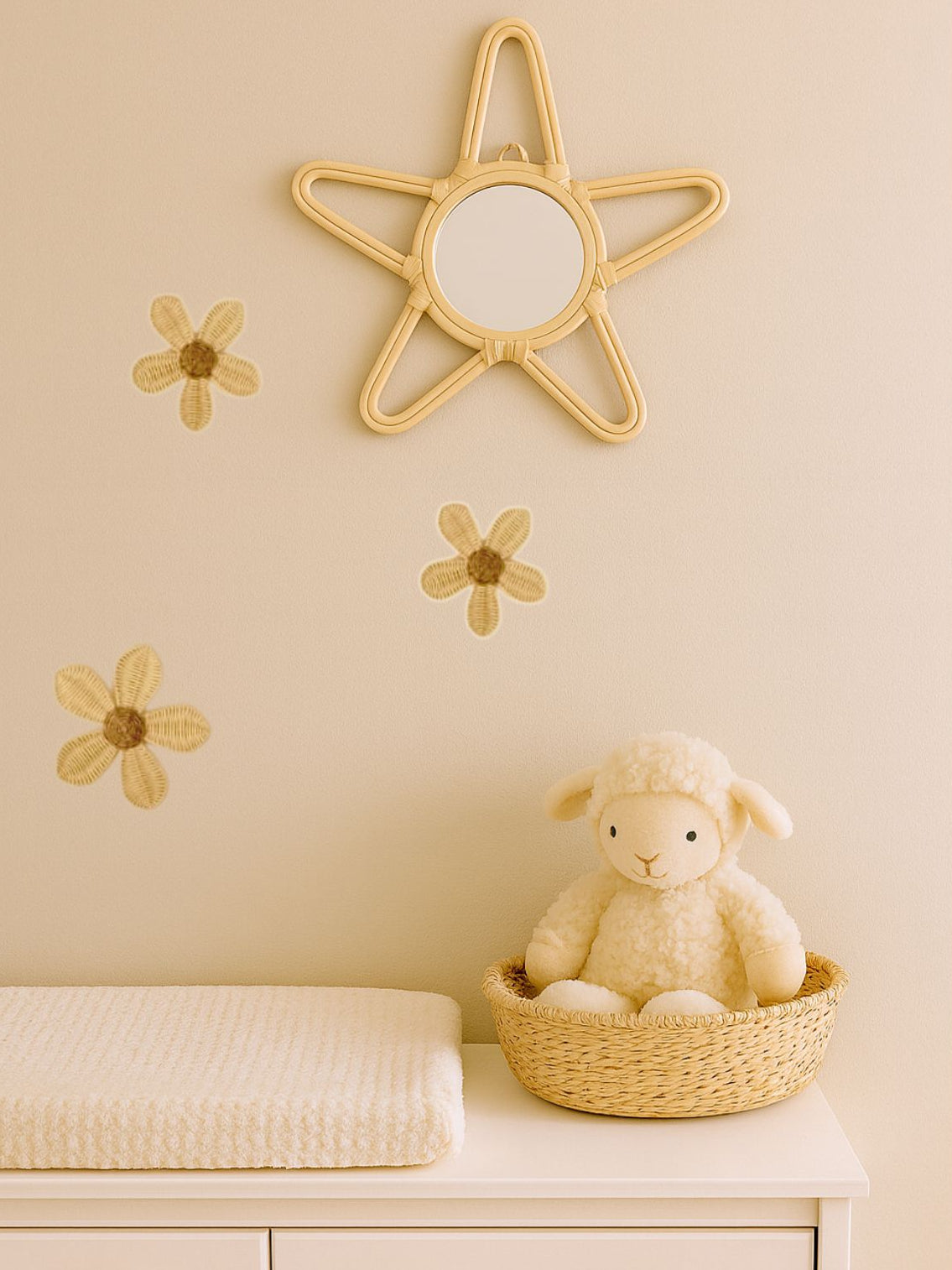 Natural Rattan Star Wall Mirror