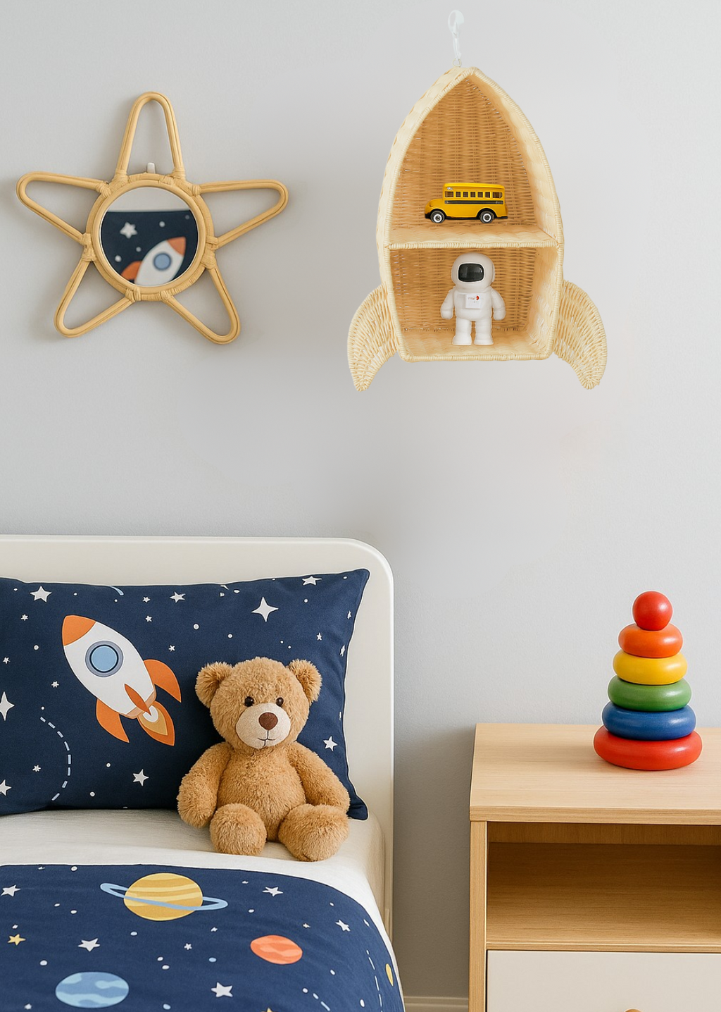 Natural Rattan Star Wall Mirror