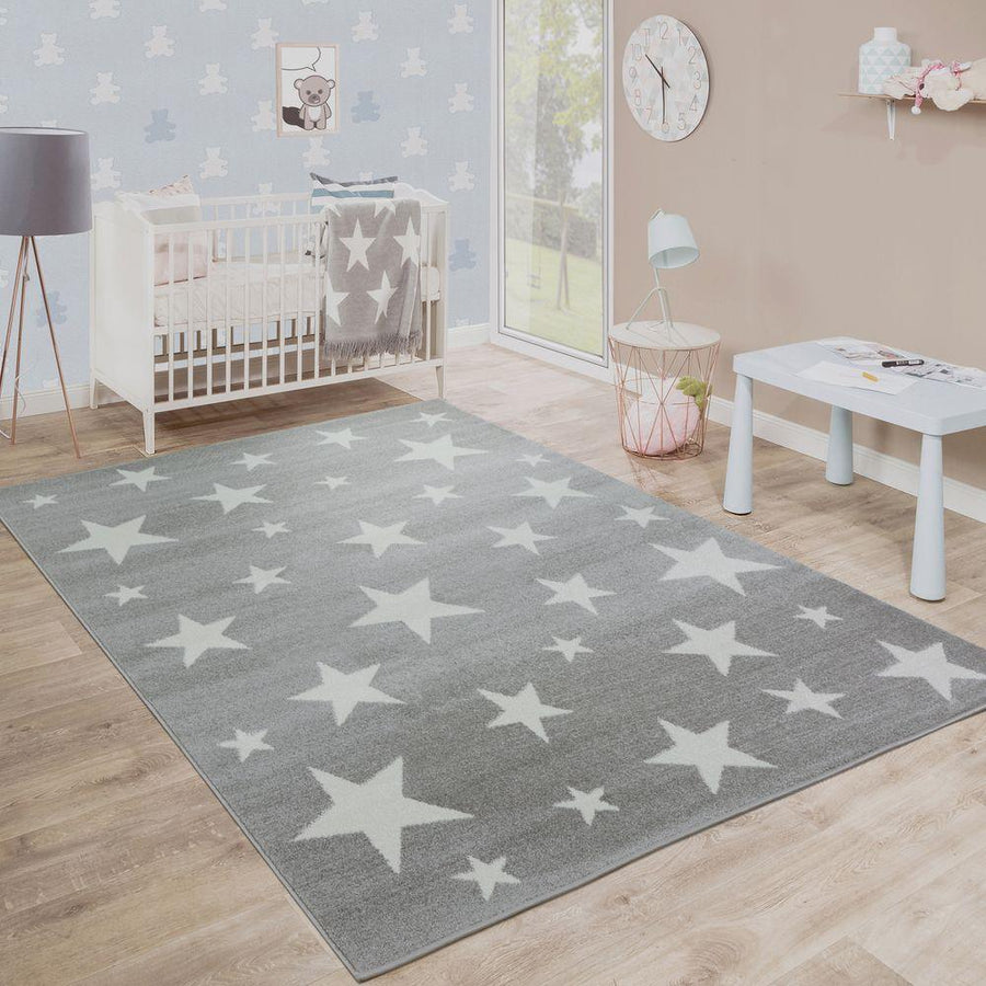 Stars Nursery Rug — Soft Grey
