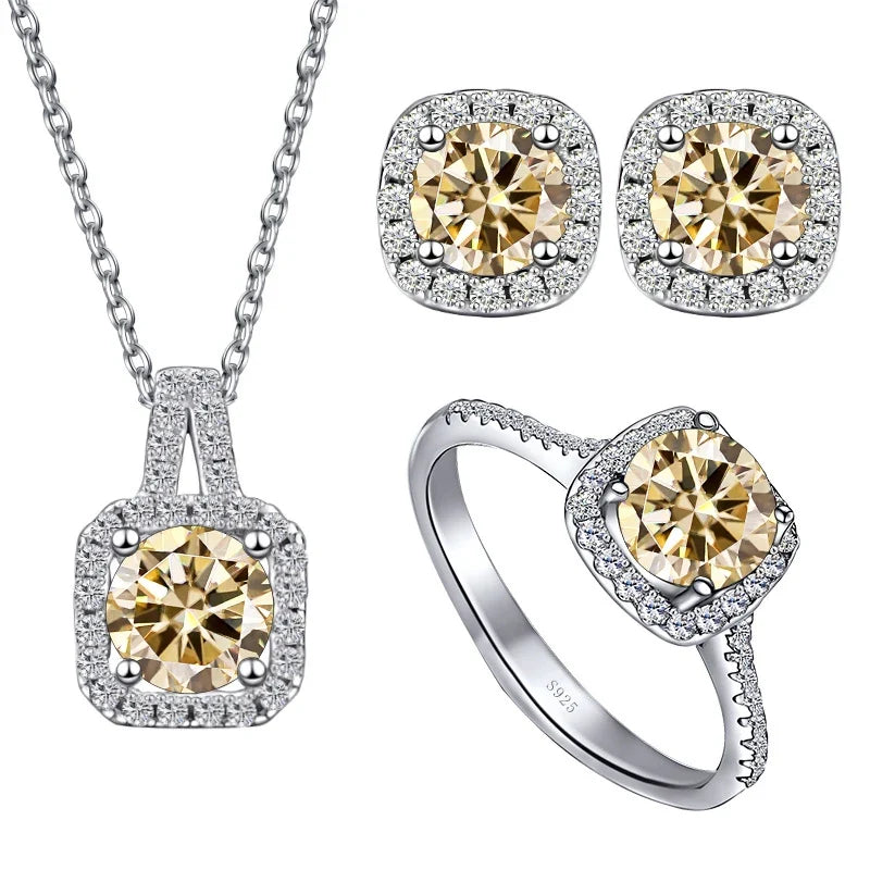 Three-Piece Moissanite Jewelry Set — Sterling Silver