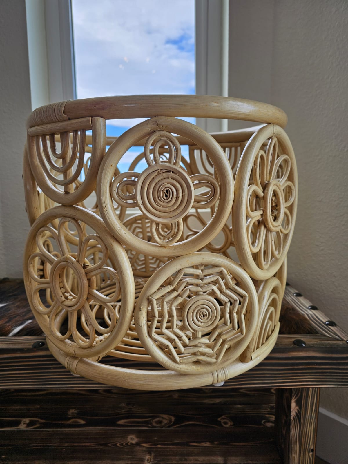 Rainbow Rattan Storage Hamper