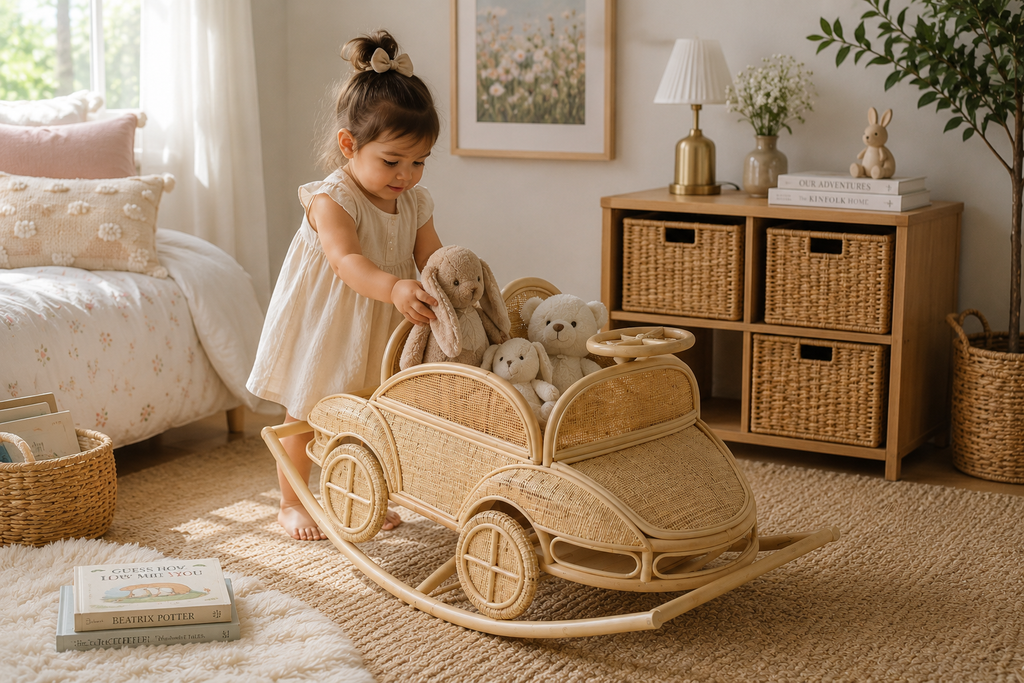 Vintage Rattan Rocking Car