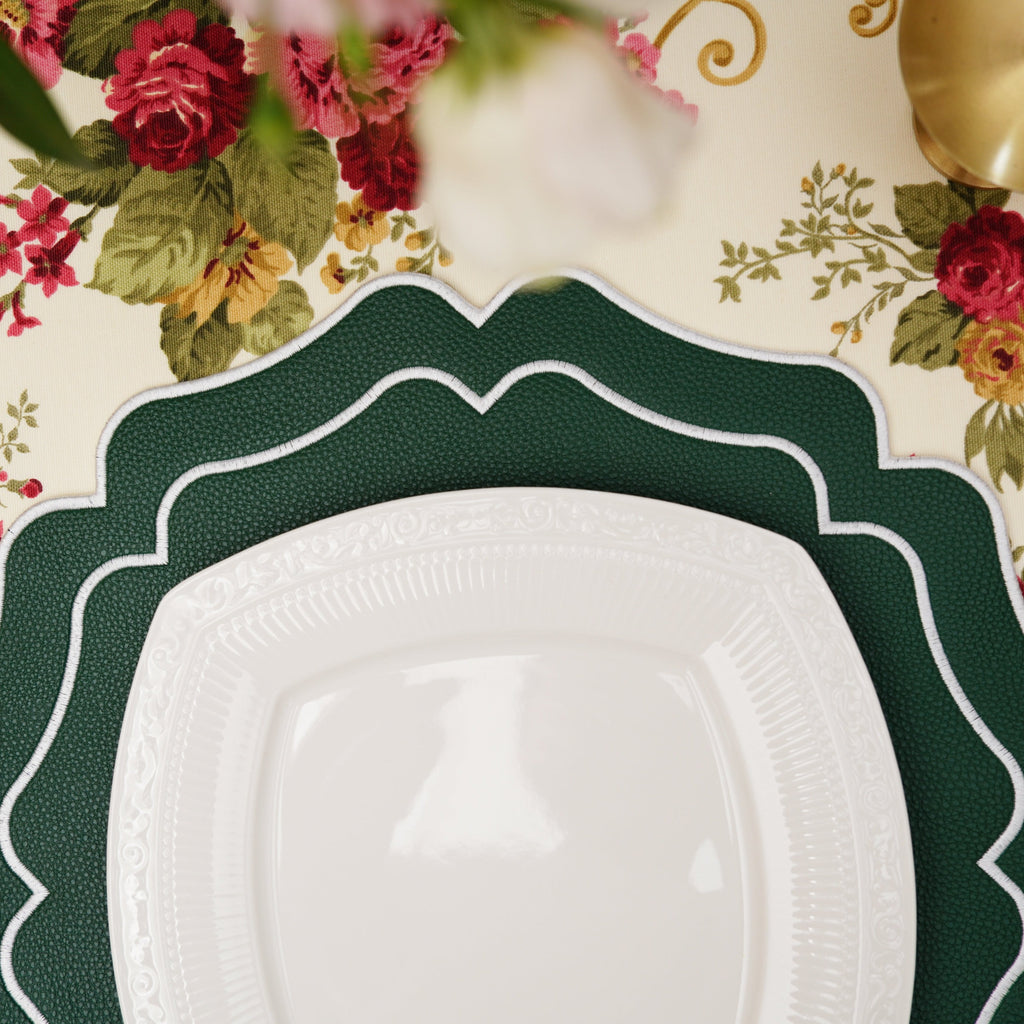 VISTA GREEN WAVY FAUX LEATHER PLACEMAT (Set Of 4)