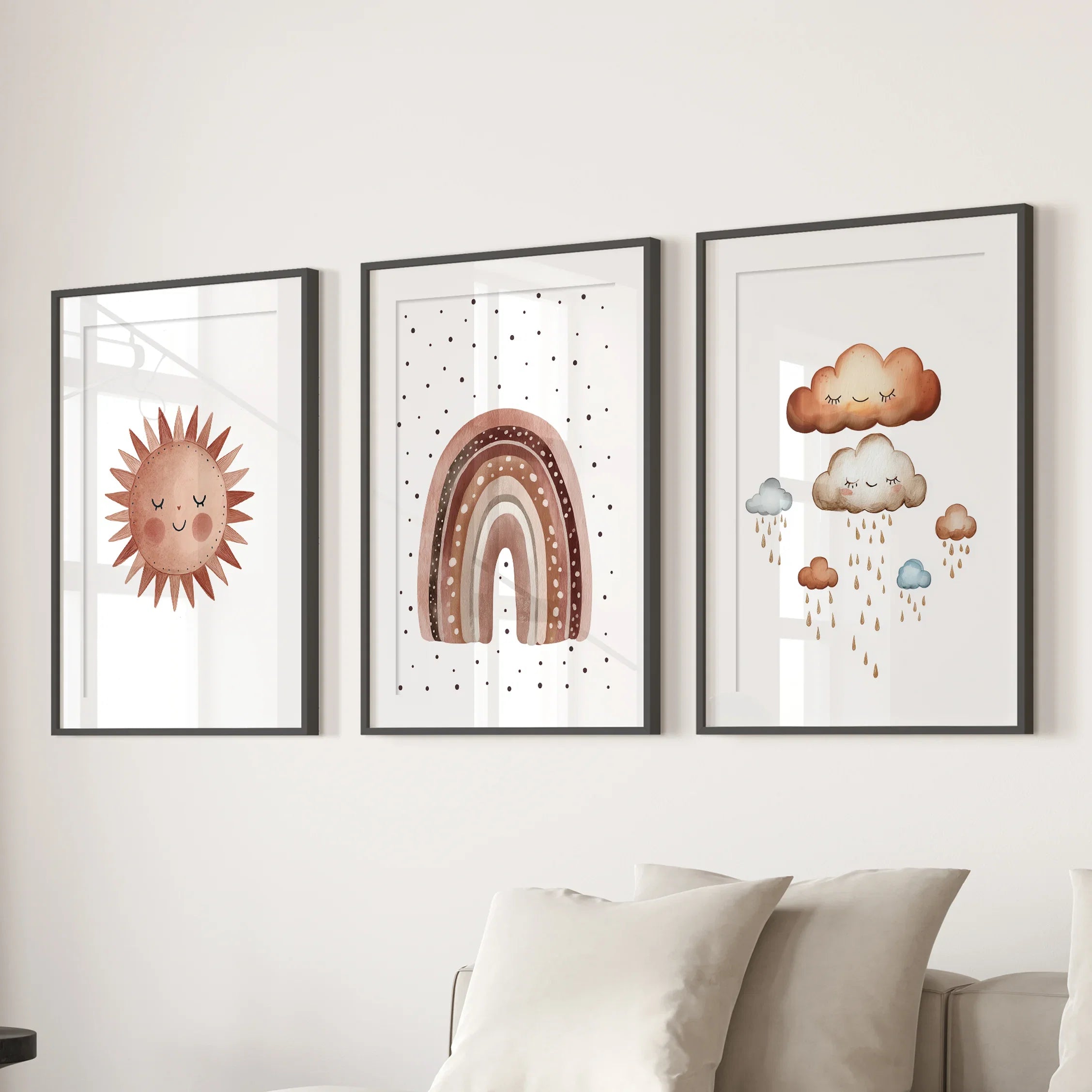 Earthy Rainbow Nursery Wall Art Set