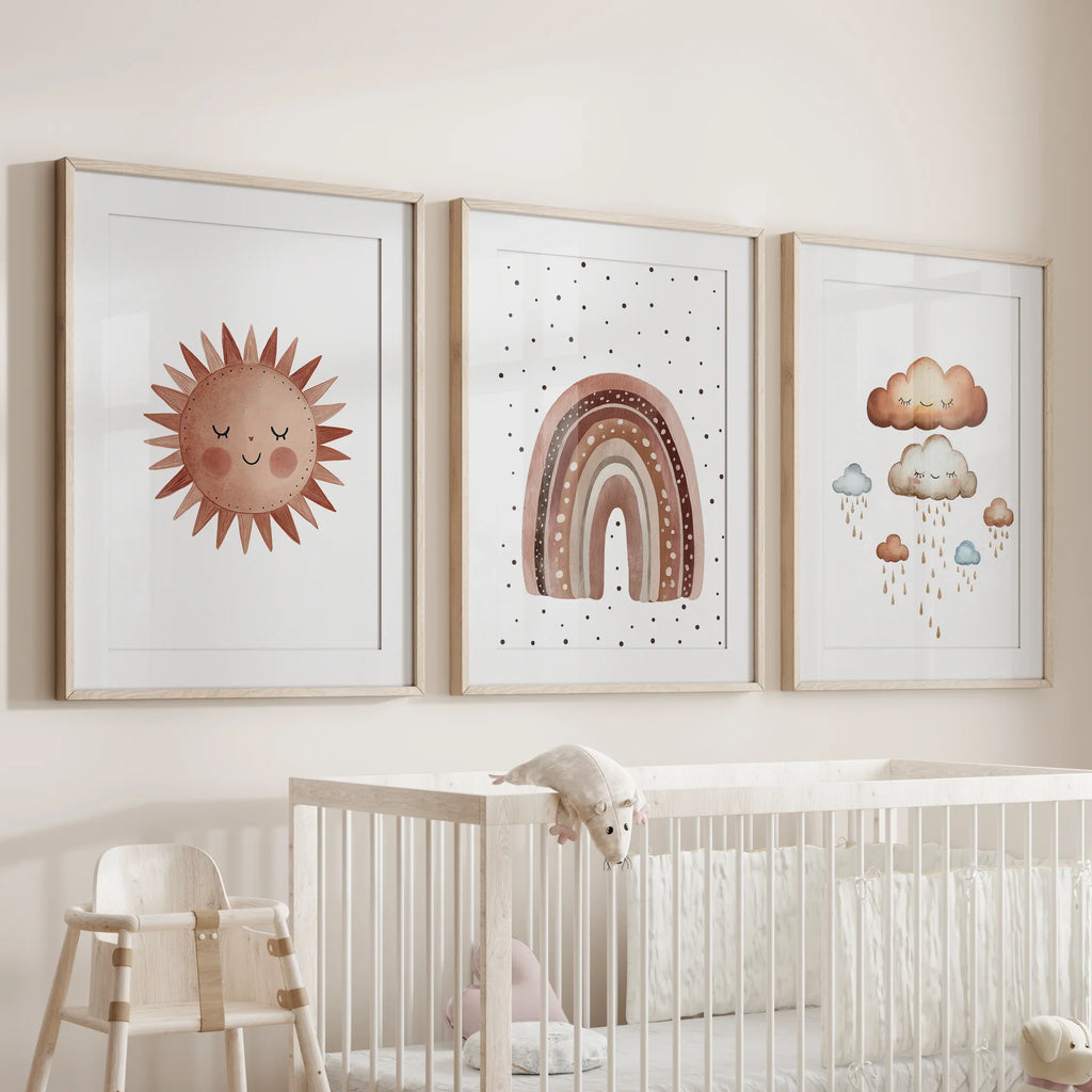 Earthy Rainbow Nursery Wall Art Set