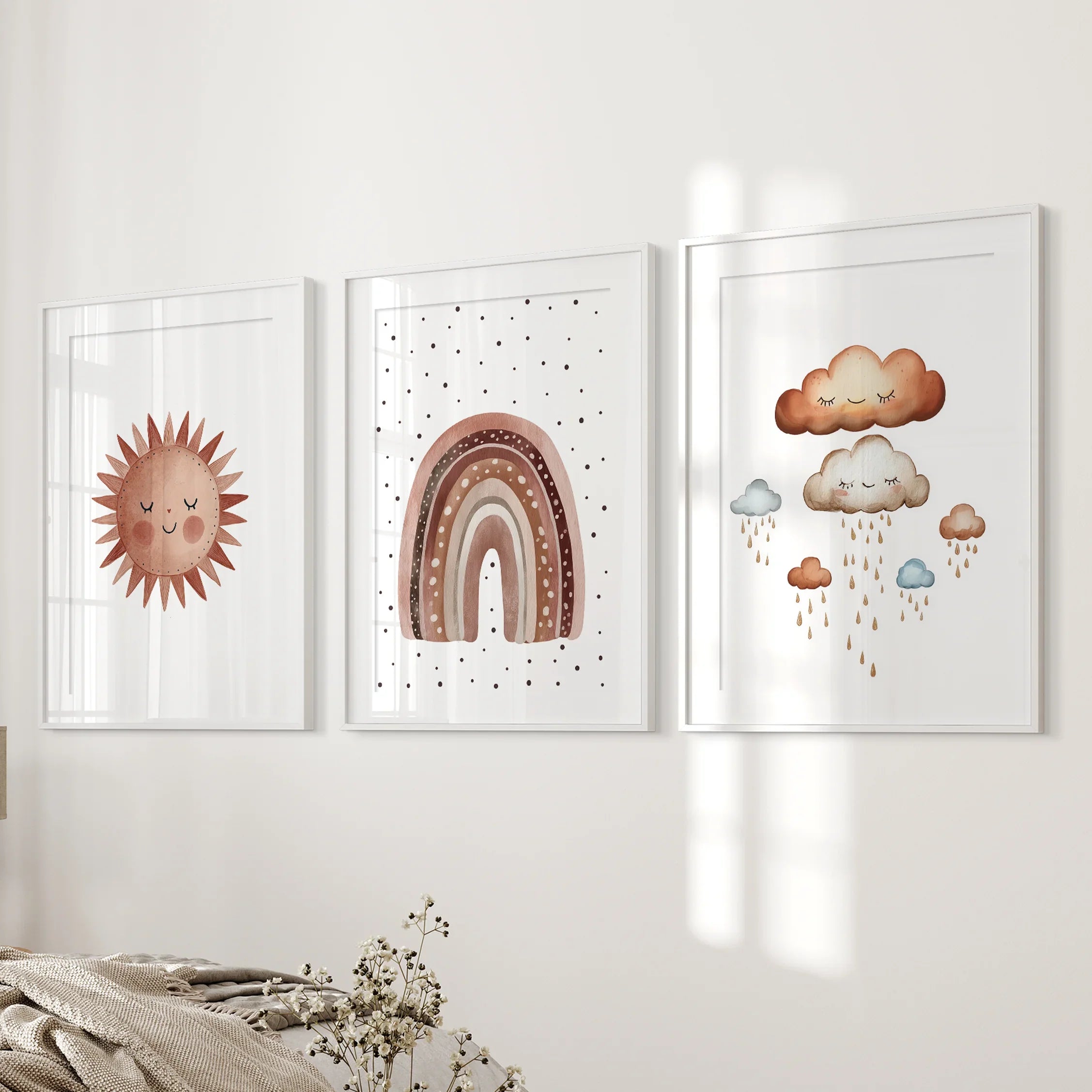 Earthy Rainbow Nursery Wall Art Set