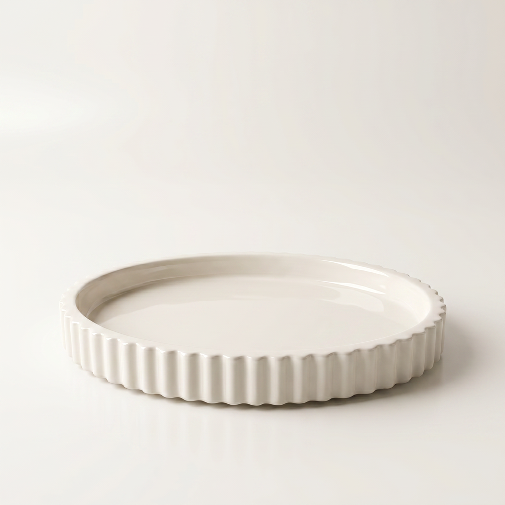 Scalloped Oval Tray, Gypsum White 8"