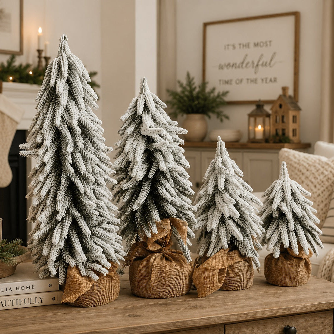 Flocked Mini Christmas Trees
