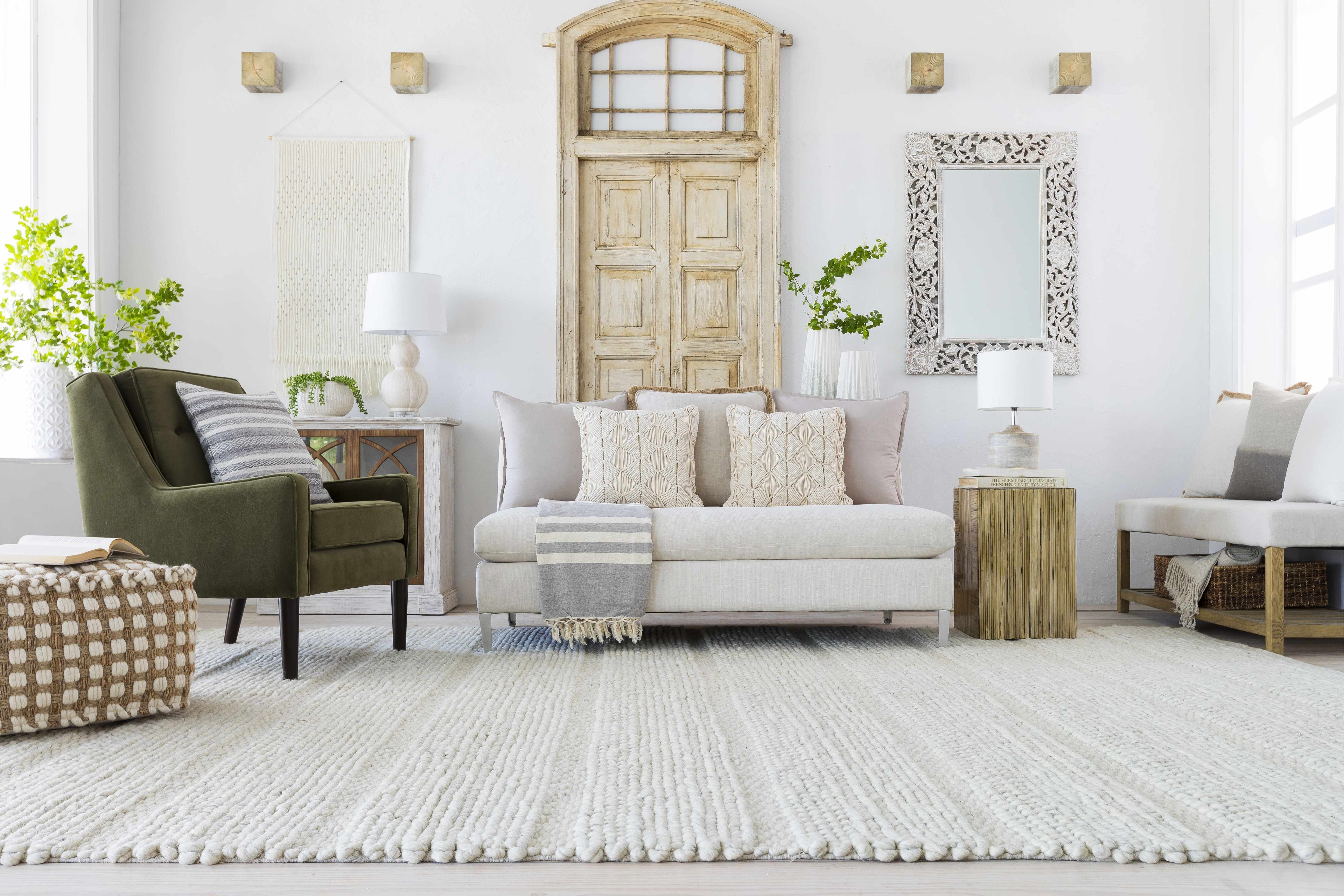 Brookneal Woven Jute & Wool Pouf
