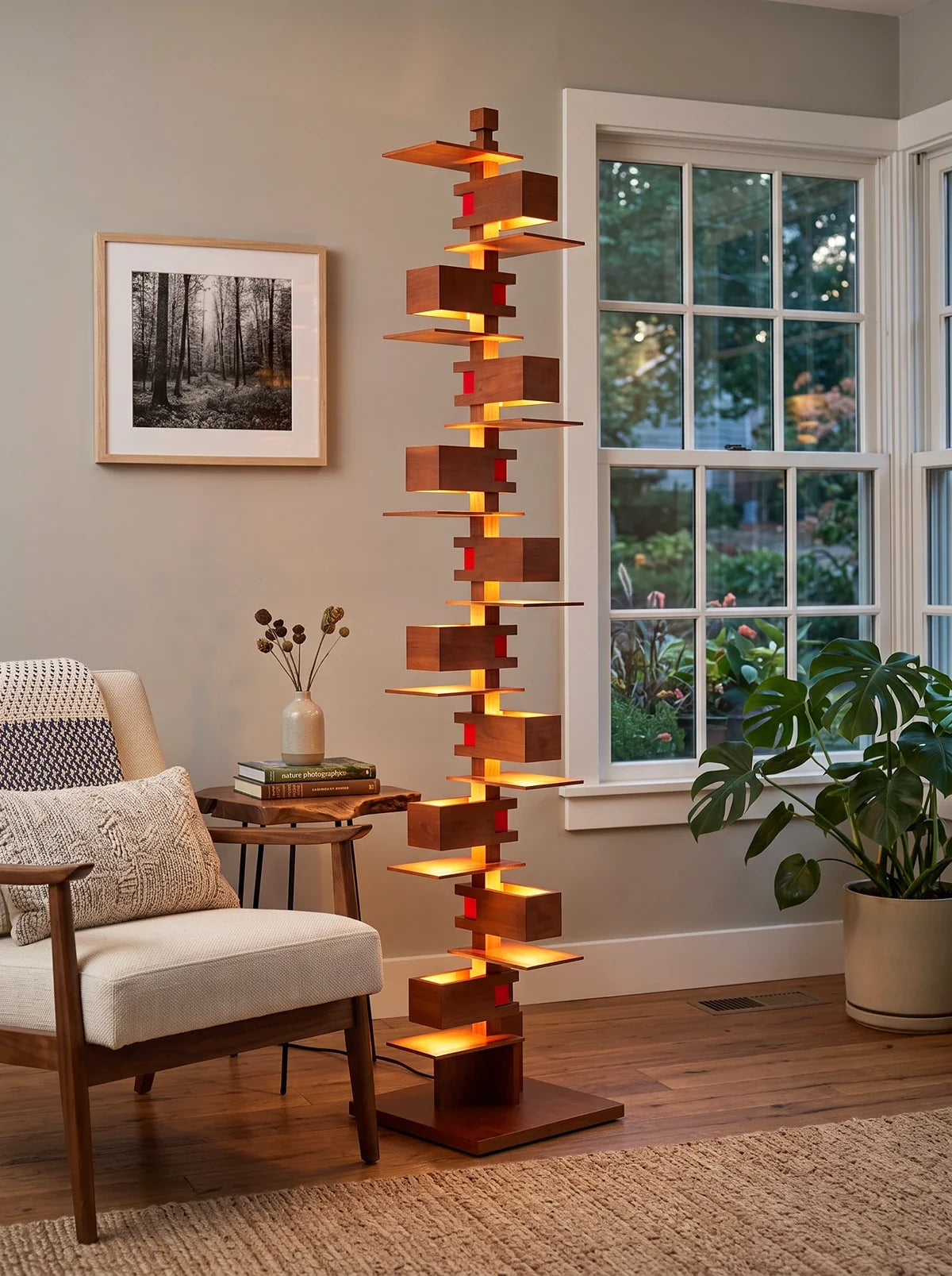 Taliesin Wood Stacked Floor Lamp