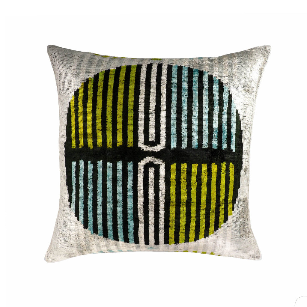 Tamga Silk Velvet Ikat Throw Pillow Cover, 20 x 20