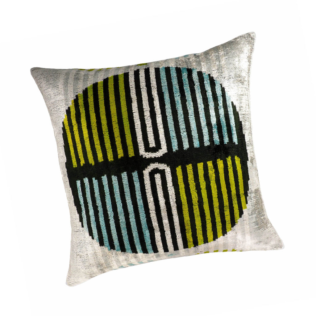 Tamga Silk Velvet Ikat Throw Pillow Cover, 20 x 20
