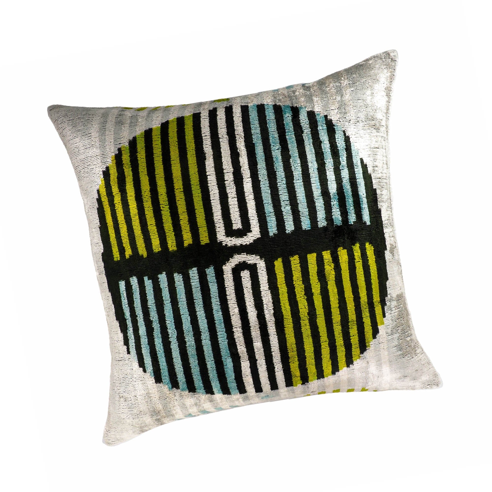 Tamga Silk Velvet Ikat Throw Pillow Cover, 20 x 20
