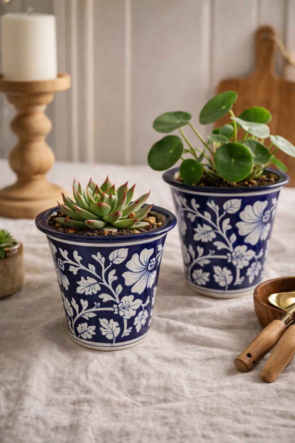 Handcrafted Blue Pottery Planter — Jaipur Hand-Painted