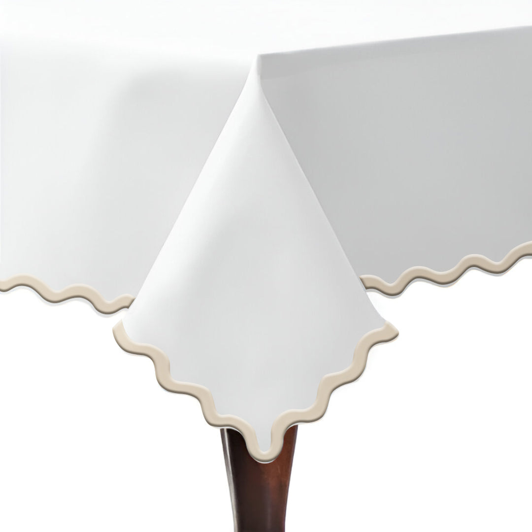 Applique Scalloped Embroidery Cotton Table Cloth