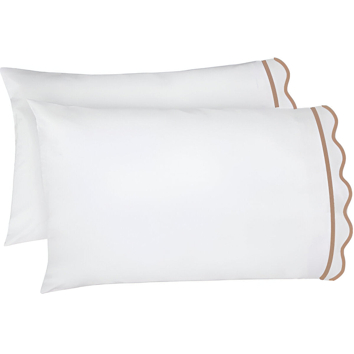400TC Cotton Scallop Embroidery & Border Sateen Solid Pillowcases (Set Of 2)