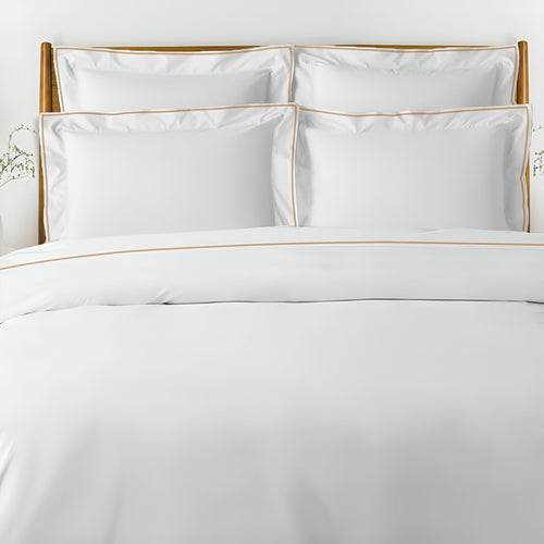400TC Embroidery Cotton Sateen Solid Duvet Cover Set