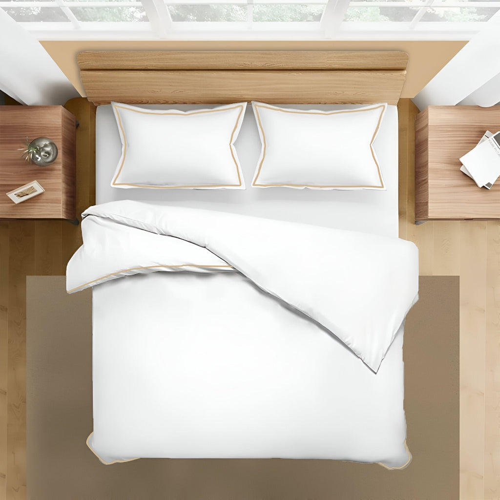 400TC Embroidery Cotton Sateen Solid Duvet Cover Set