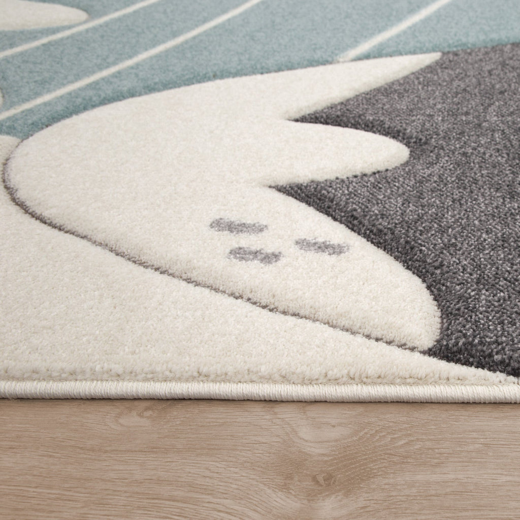 Cosmo Mountains Nursery Rug — Pastel Blue