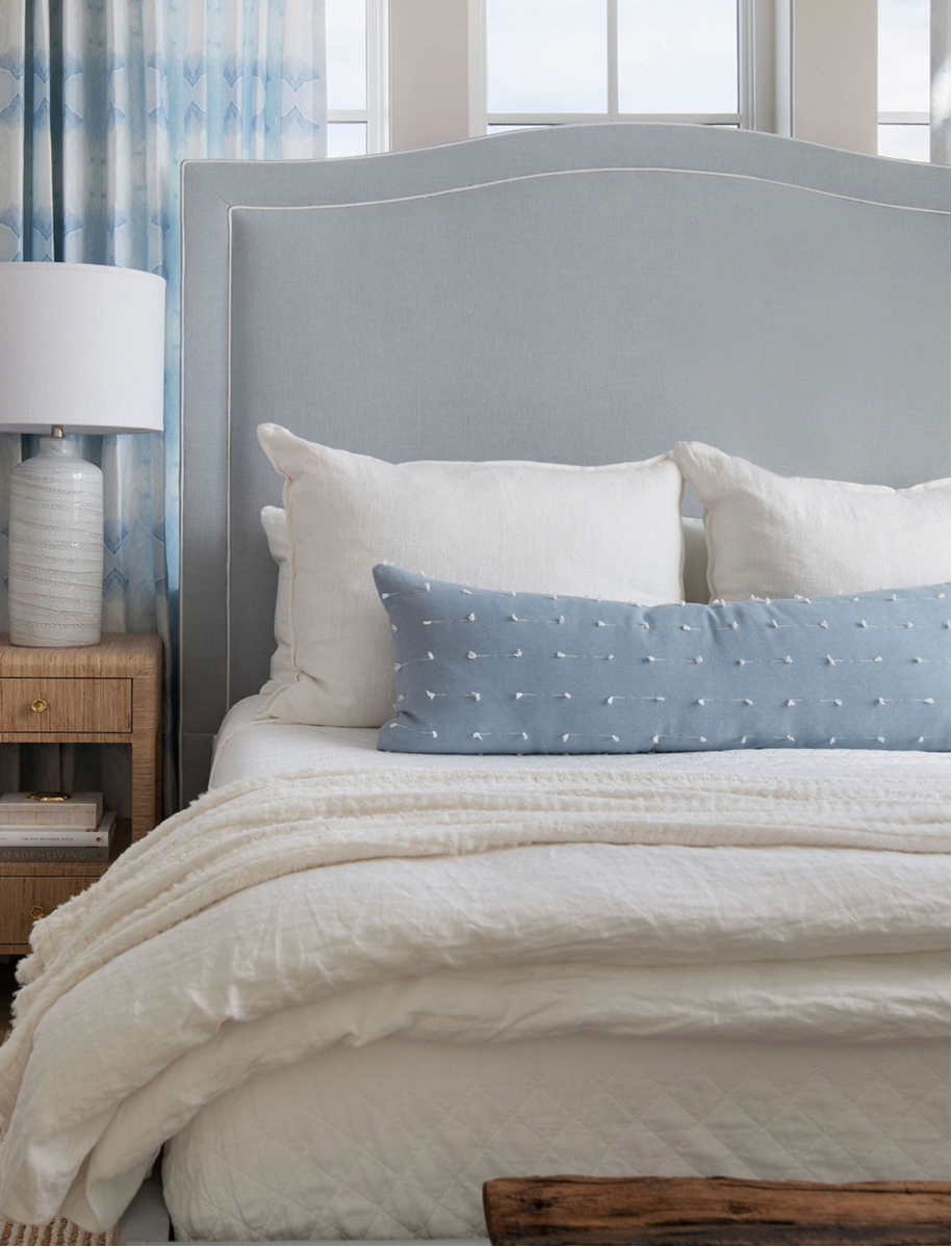 Teton Embroidered Pillow Cover in Sky Blue, Schumacher Textiles