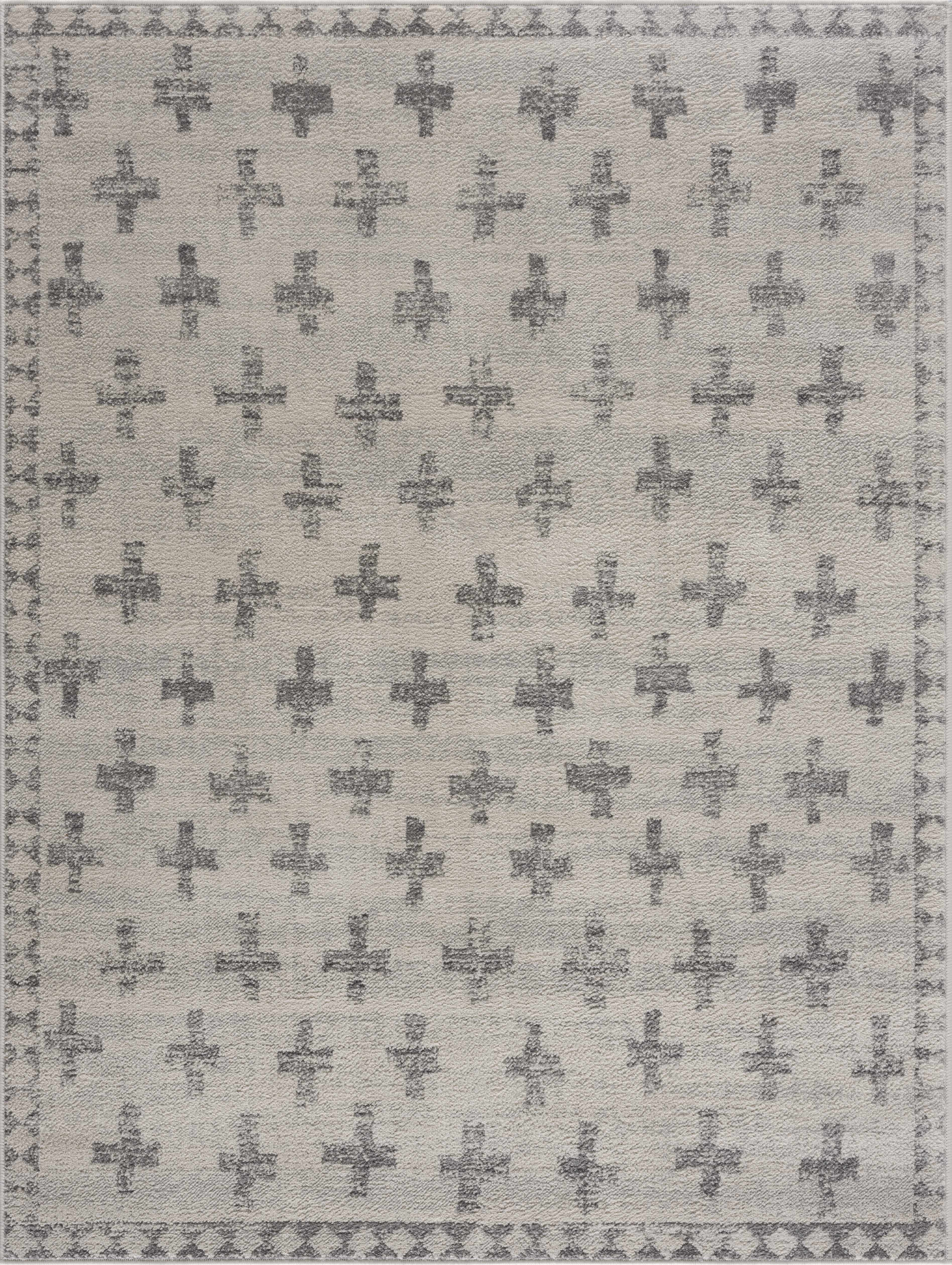 Tigris Swiss Cross Ivory&Gray Area Rug - Clearance