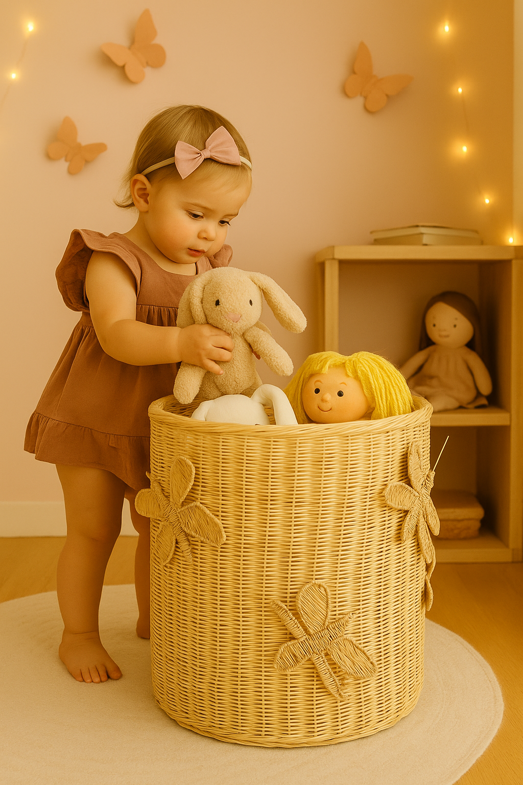 Natural Rattan Flutter Wing Hamper