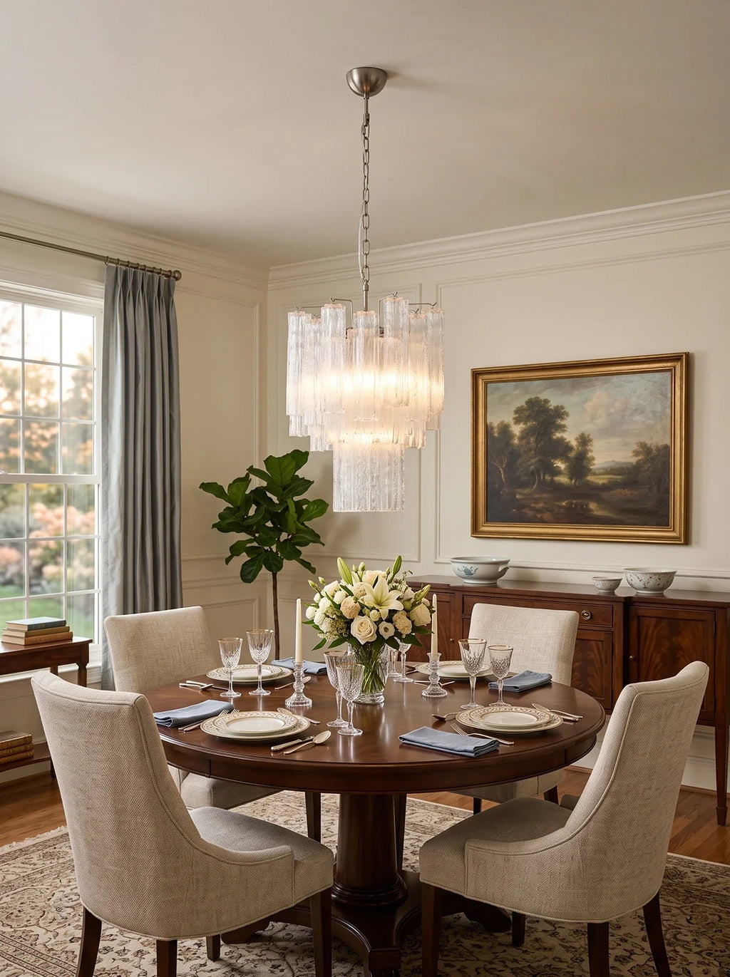 Transparent Murano Glass Tube Chandelier