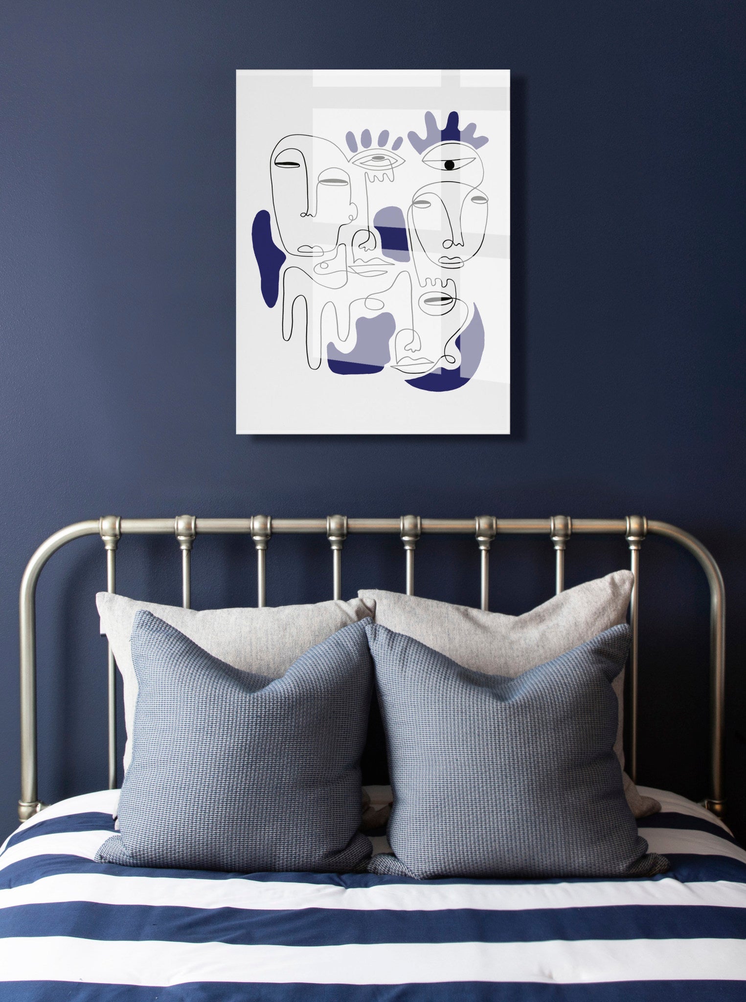 Mystery Blue Floating Acrylic Art by Shatha Al Dafai