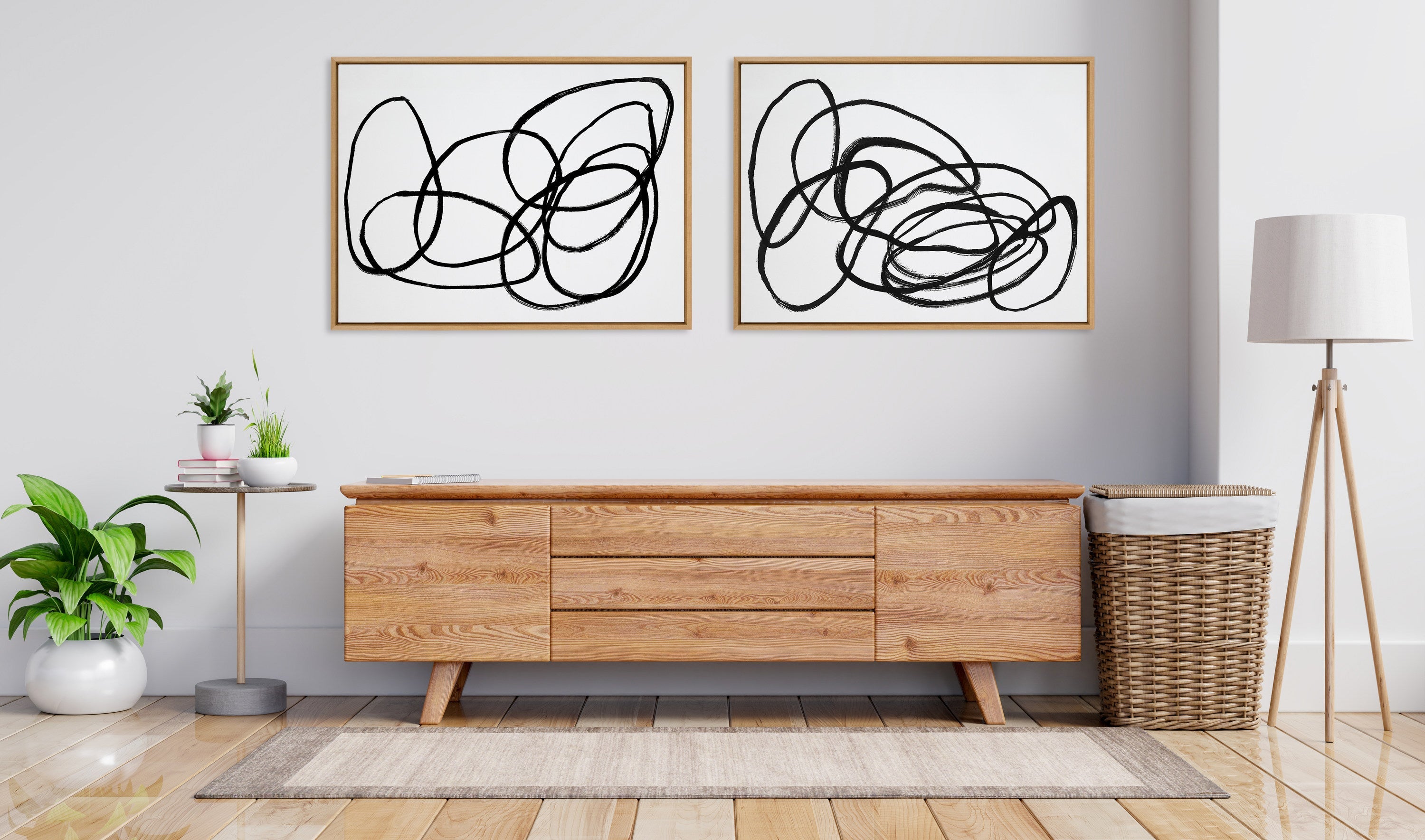 Sylvie Ring of Light and Ring of Light 2 Framed Canvas Art Set by Nikki Chu