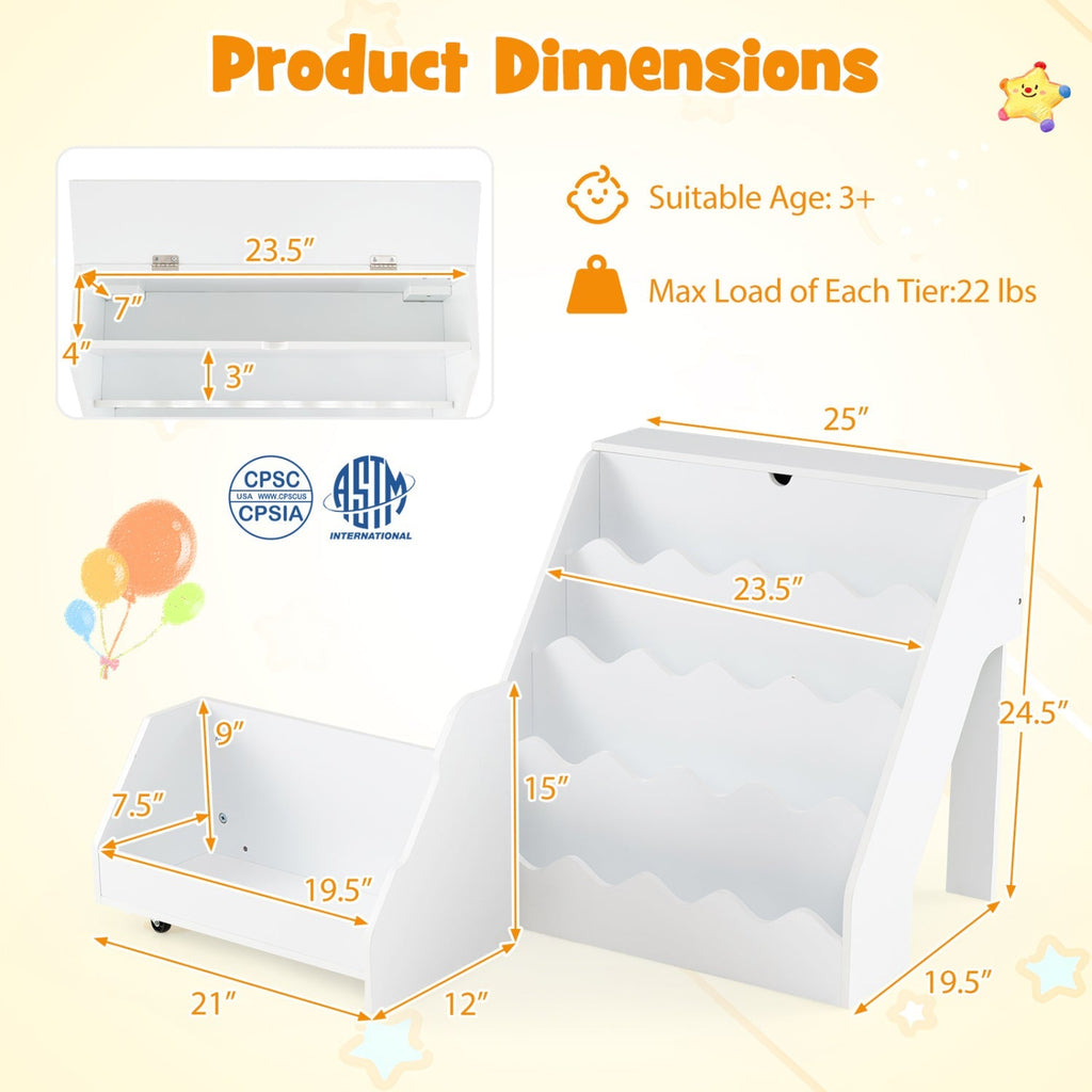 2-In-1 Kids Bookshelf & Toy Storage Organizer