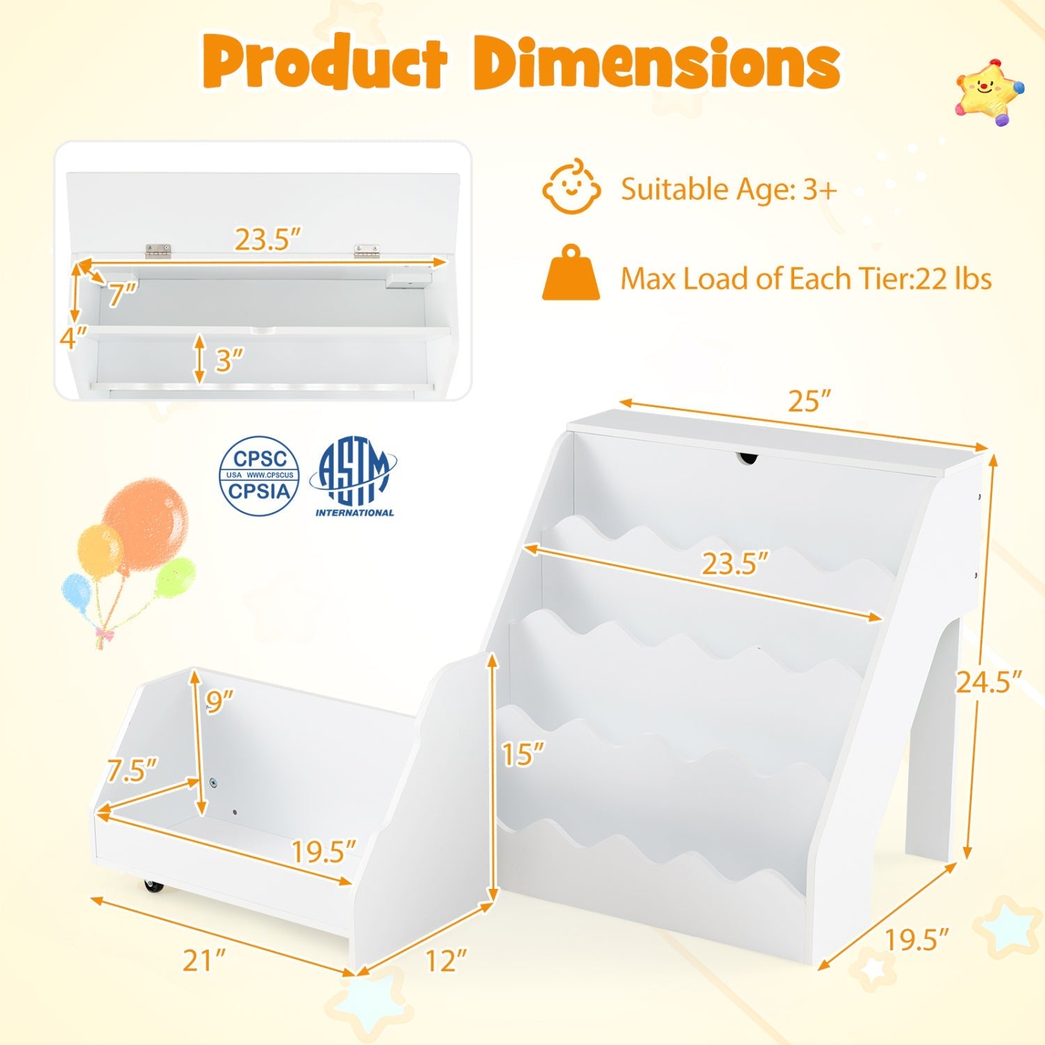2-In-1 Kids Bookshelf & Toy Storage Organizer