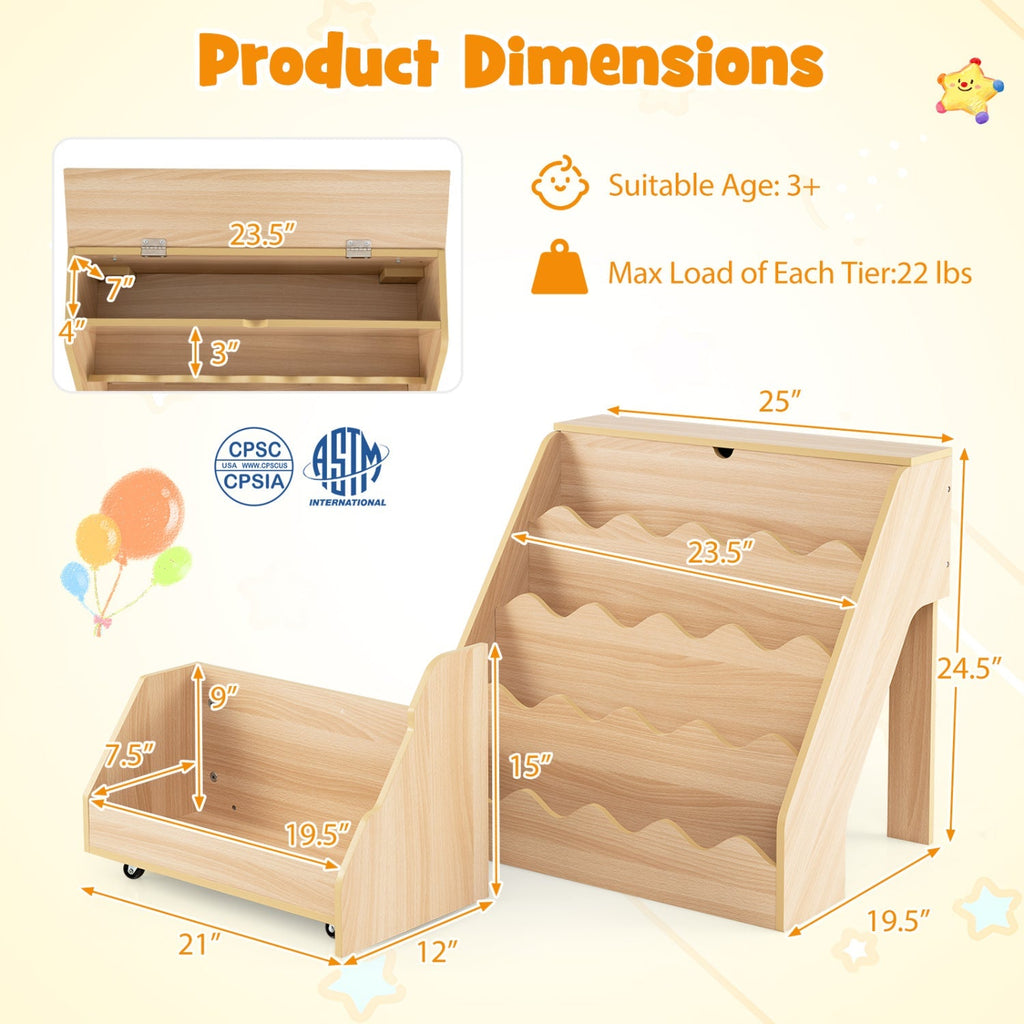 2-In-1 Kids Bookshelf & Toy Storage Organizer
