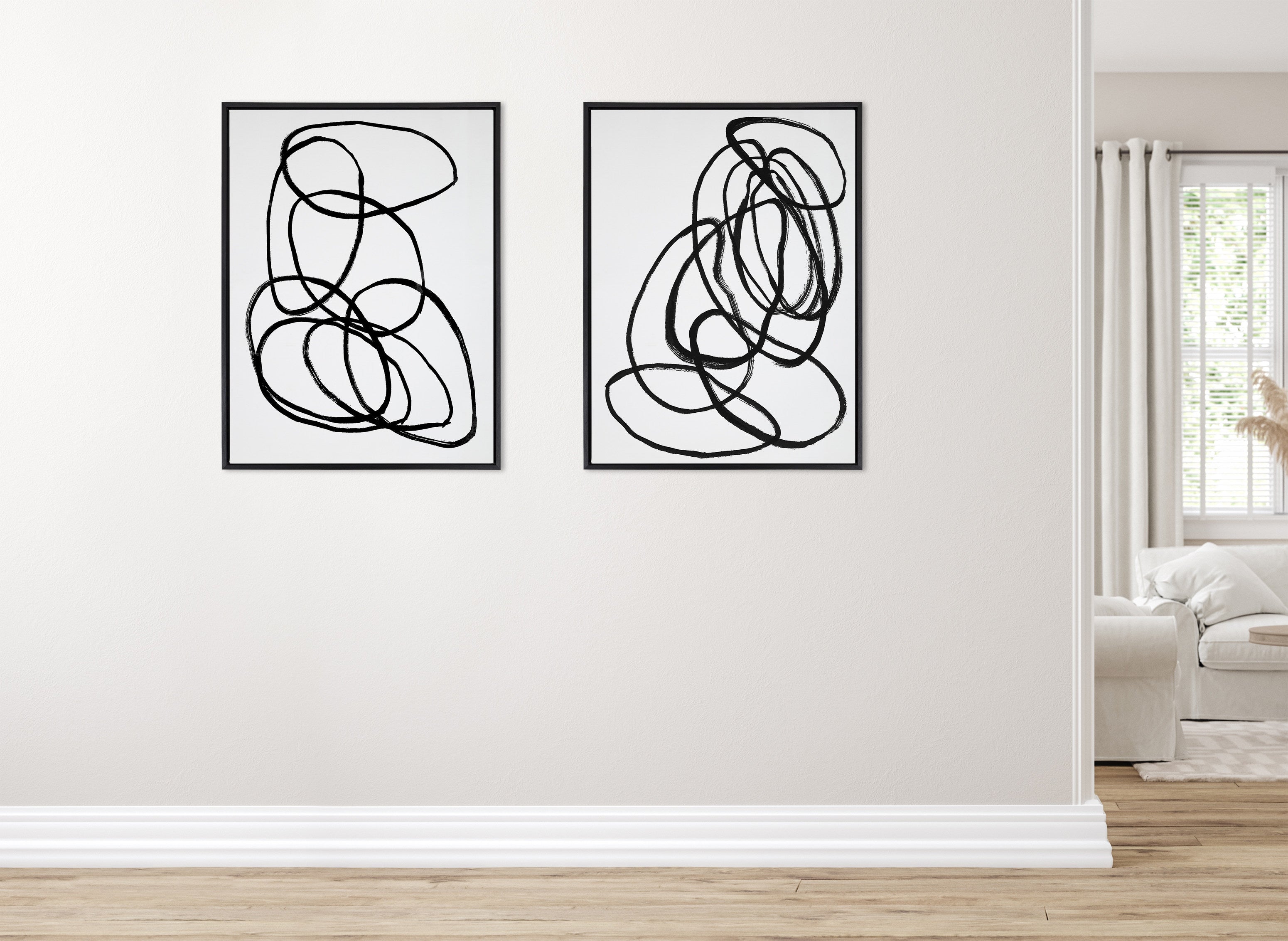 Sylvie Ring of Light and Ring of Light 2 Framed Canvas Art Set by Nikki Chu