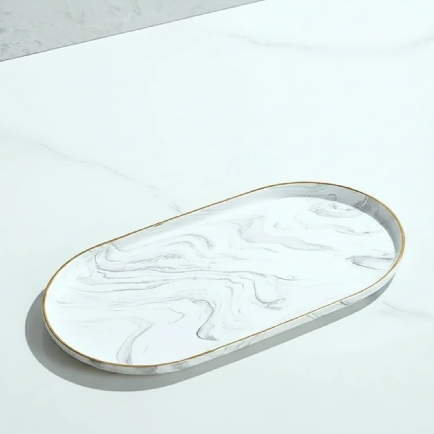 Vanity Tray - Non-Slip Marble Large