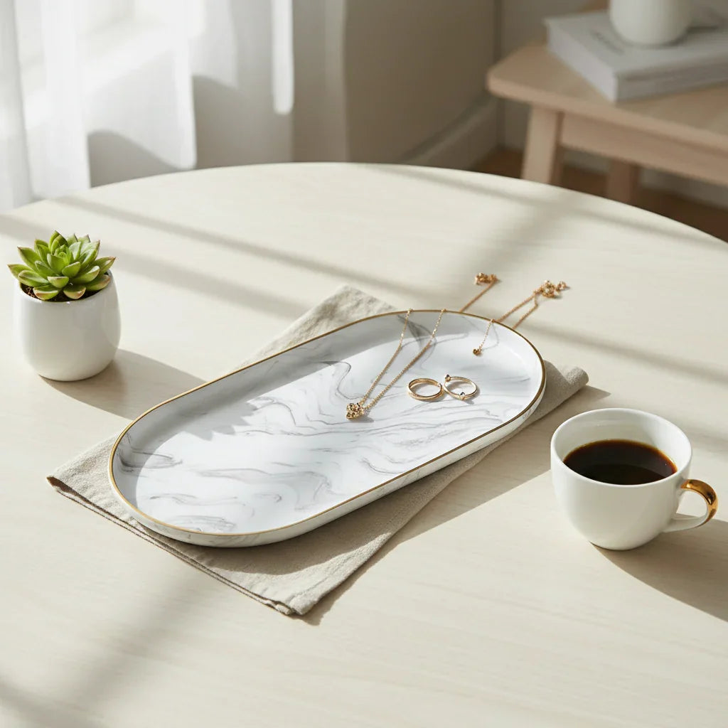 Vanity Tray - Non-Slip Marble Large