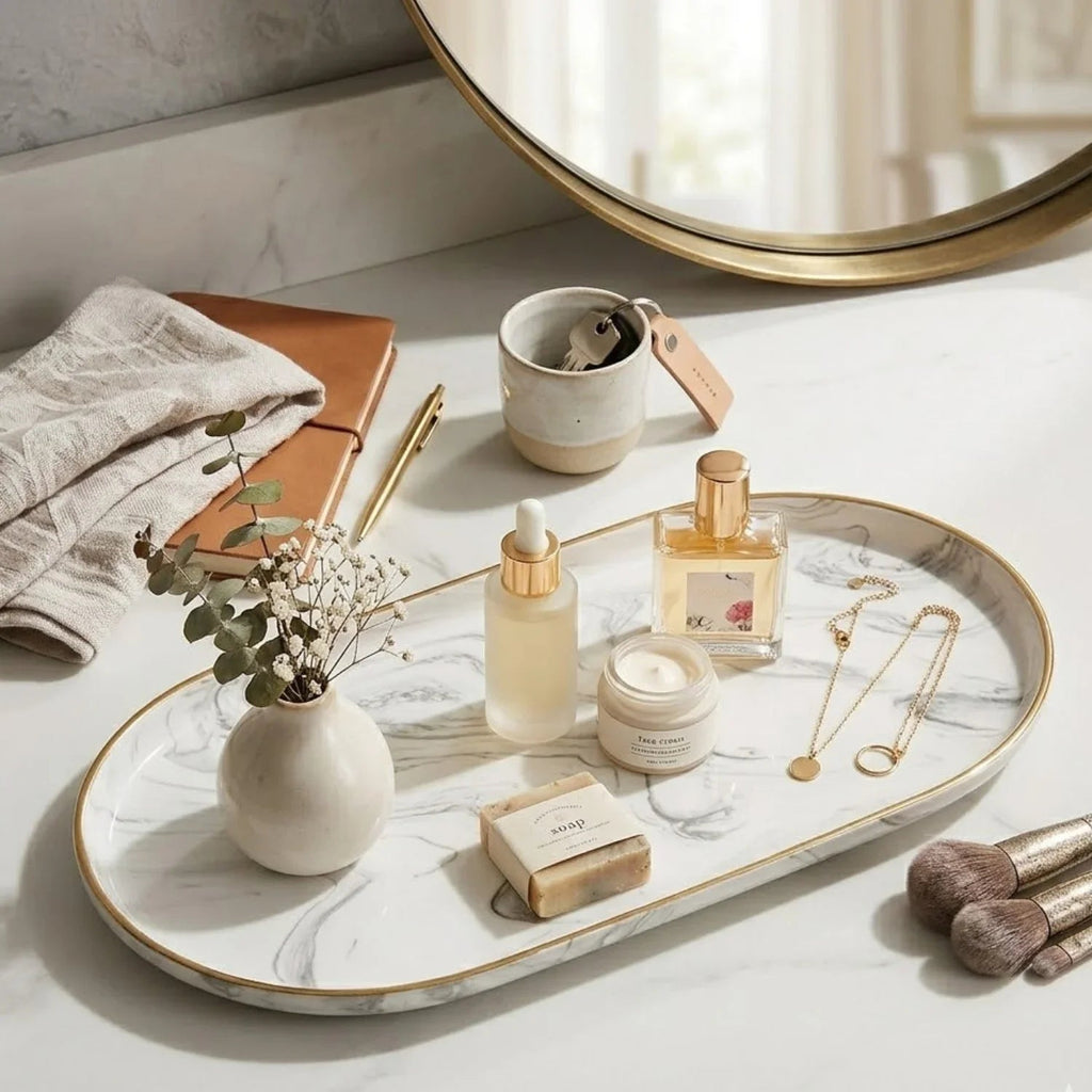 Vanity Tray - Non-Slip Marble Large