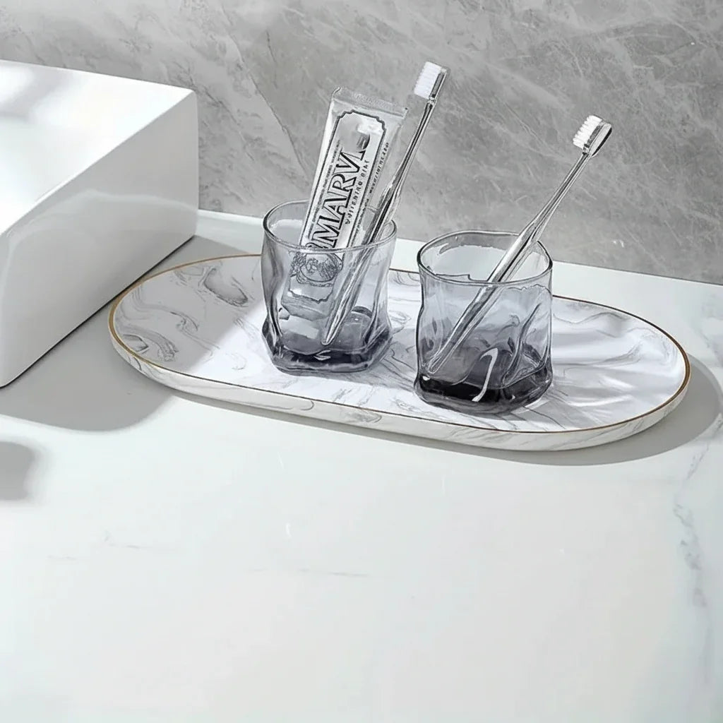 Vanity Tray - Non-Slip Marble Large