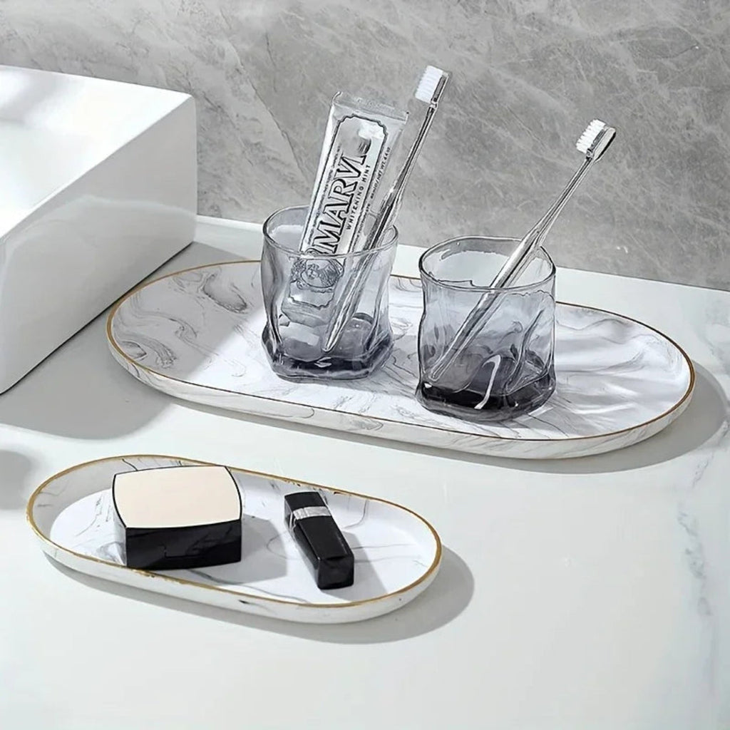 Vanity Tray - Non-Slip Marble Large