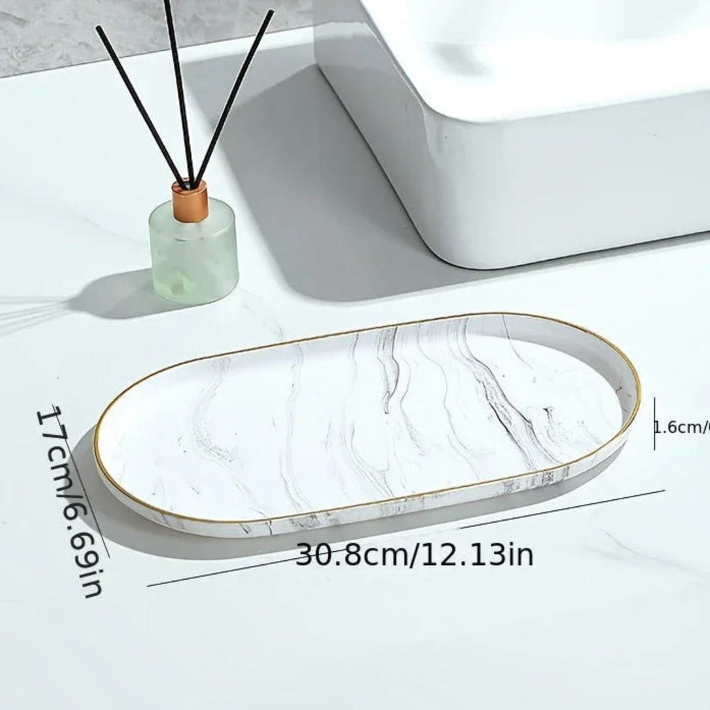 Vanity Tray - Non-Slip Marble Large
