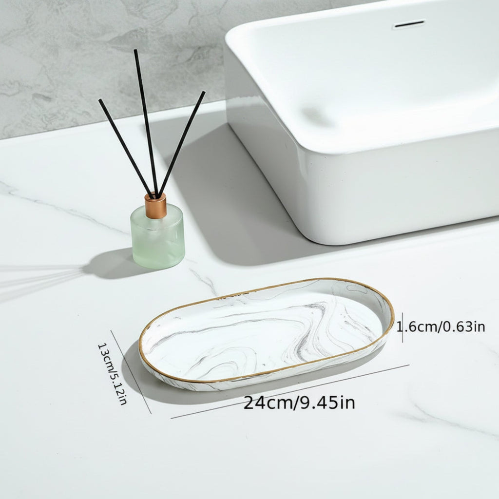 Vanity Tray - Non-Slip Marble Large