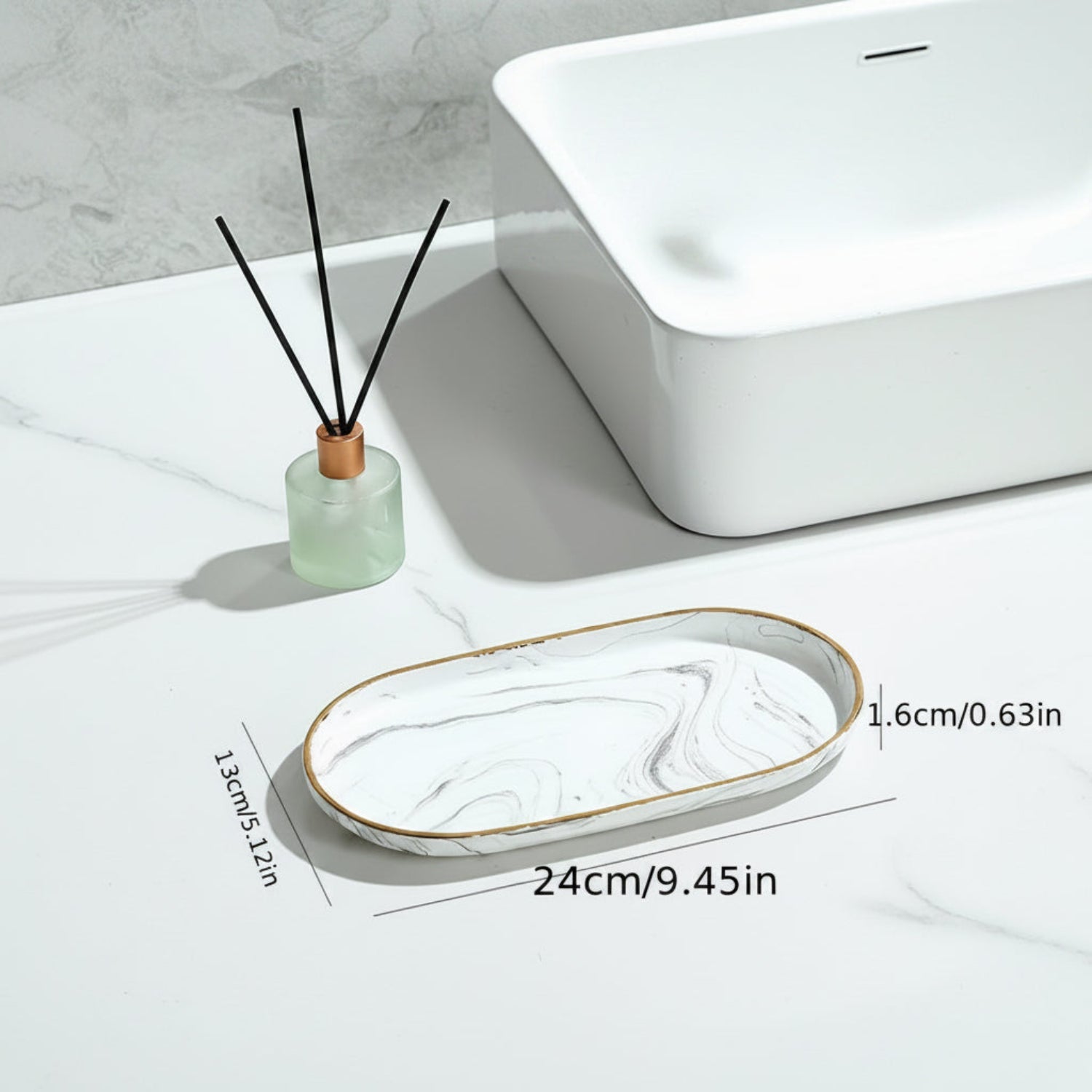 Vanity Tray - Non-Slip Marble Large