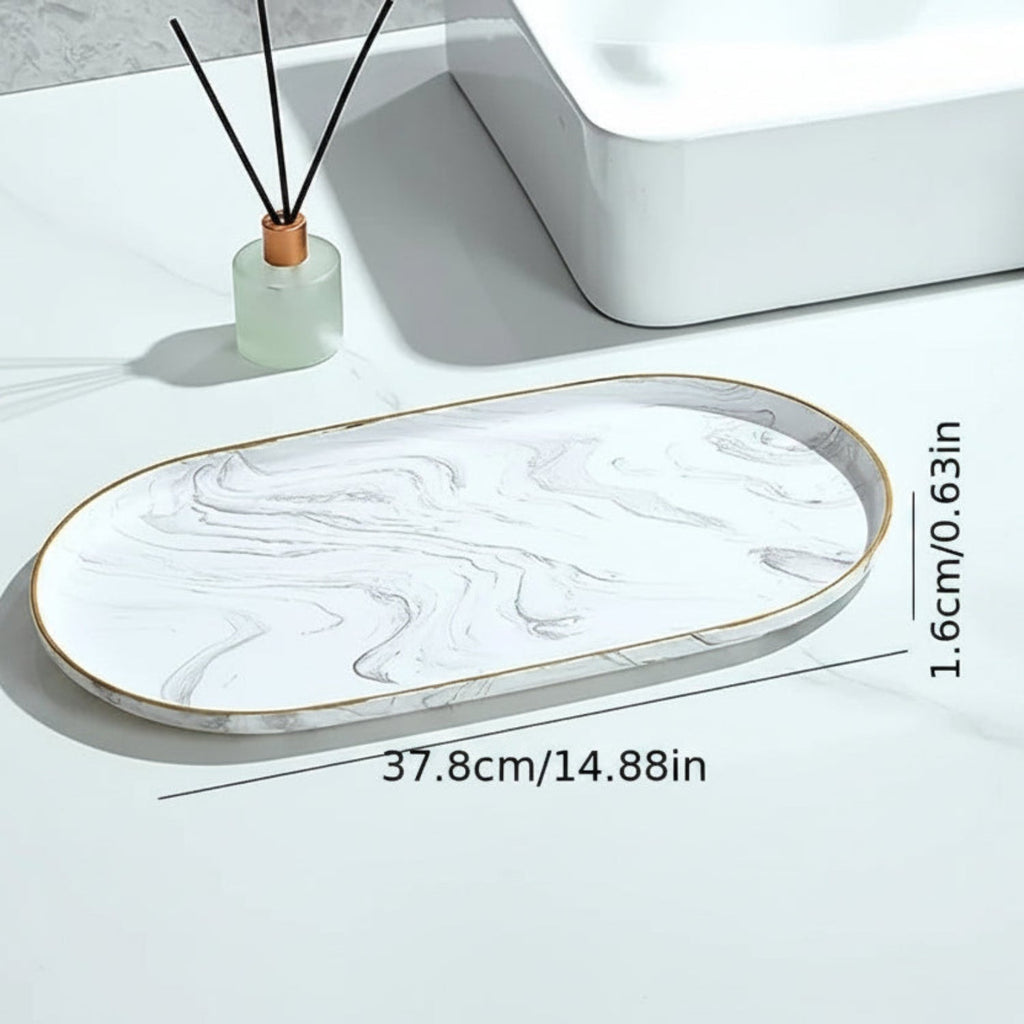 Vanity Tray - Non-Slip Marble Large