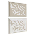 Sylvie Modern Matisse Inspired Botanical White on Beige and Beige on White Framed Canvas by The Creative Bunch Studio
