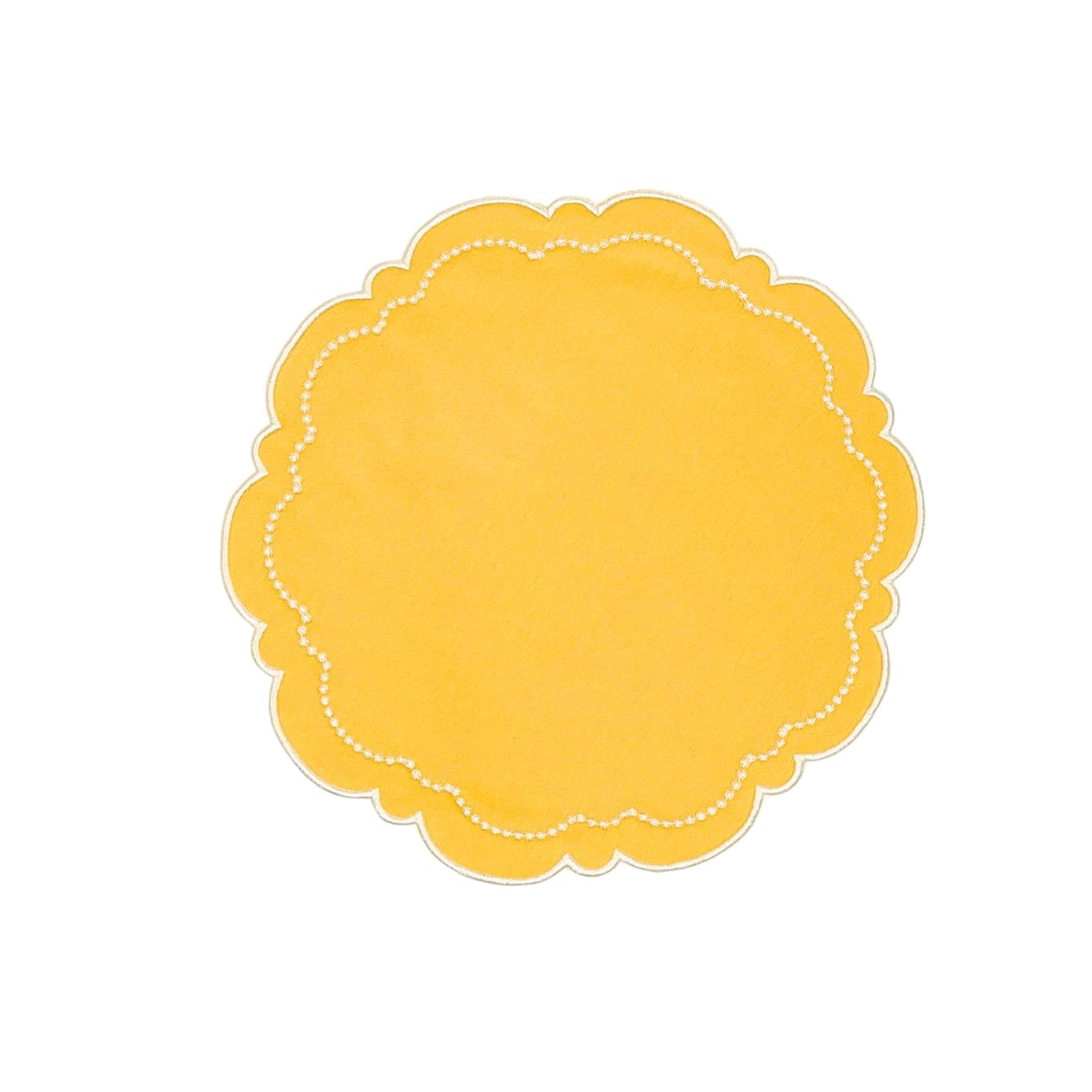 VELORA YELLOW ROUND FABRIC PLACEMAT (Set Of 4)